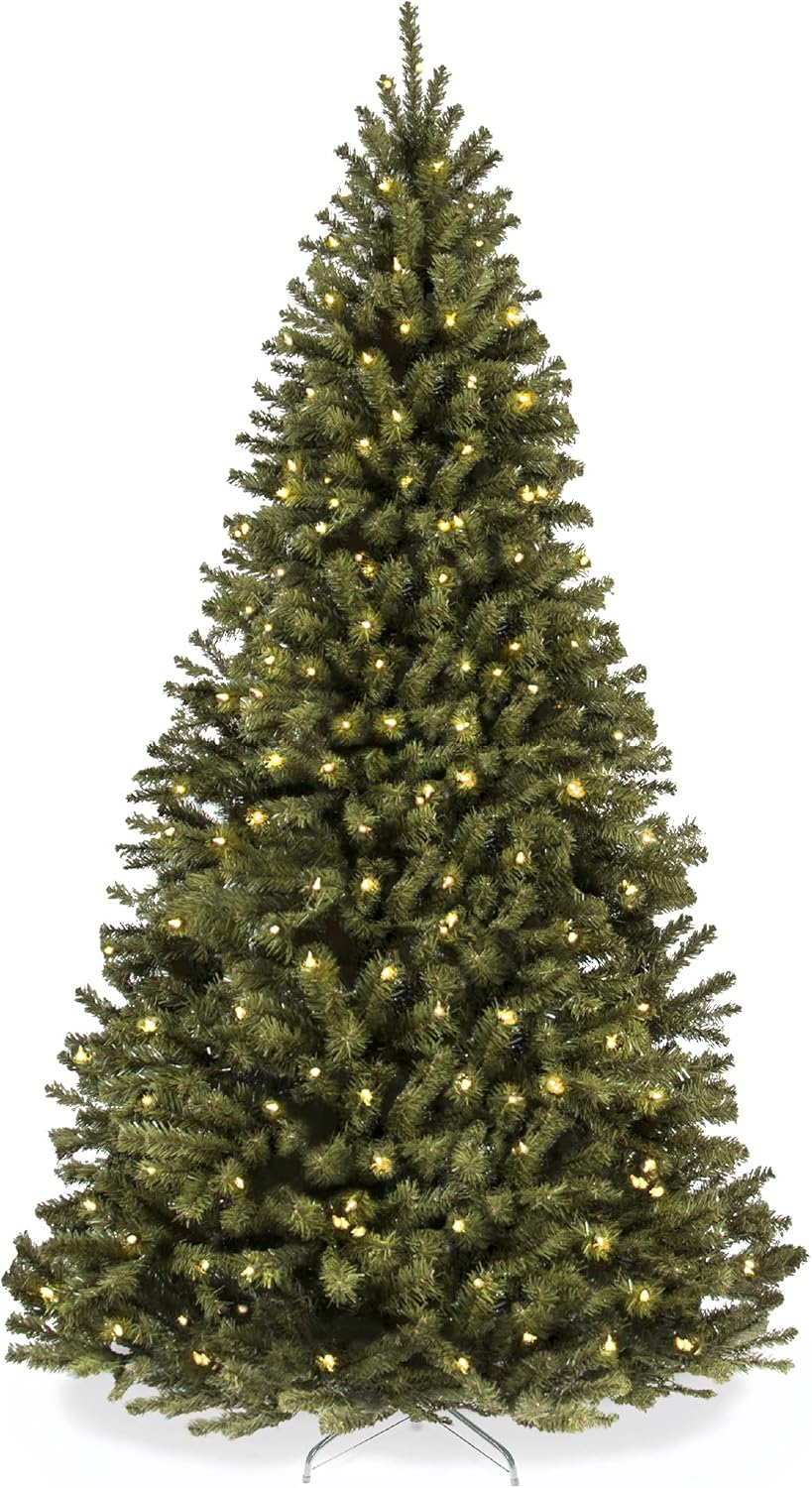 Best Choice Products. Árbol de Navidad artificial con bisagras con luces incandescentes, soporte plegable, Metal Cloruro polivinílico, Verde, 6 pies