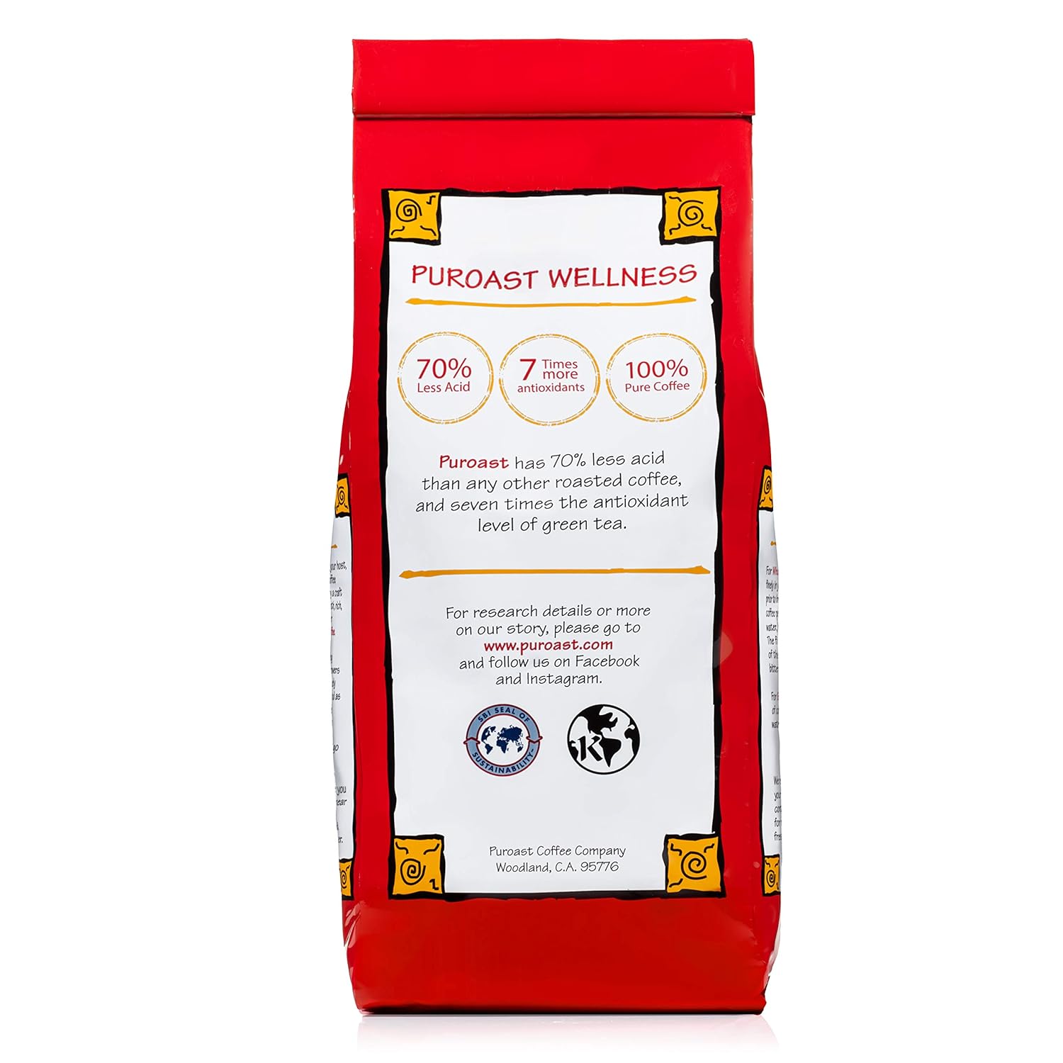 Puroast – Café en grano entero bajo en ácido, supremo colombiano, tostado medio, café certificado bajo en ácido, pH 5.5+, salud intestinal, 2.2