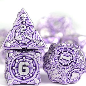 DND – Juego de dados de metal con caja, coloridos dados de pirata DND de 7 piezas para regalos RPG D&D Dungeons and Dragons (morado plateado) DND – Juego de dados de metal con caja, coloridos dados de pirata DND de 7 piezas para regalos RPG D&D Dungeons and Dragons (morado plateado)