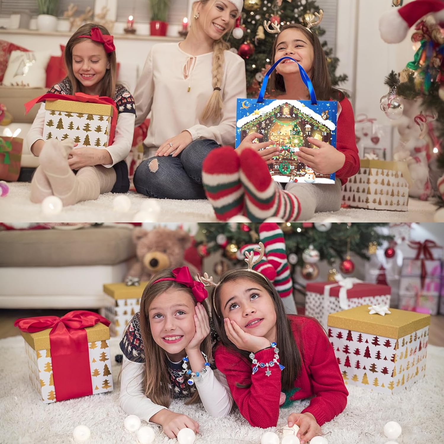 Calendario de Adviento de Navidad 2023 para niñas, juego de 24 pulseras, regalos de Navidad para niños, calendario de cuenta regresiva de 24 días de