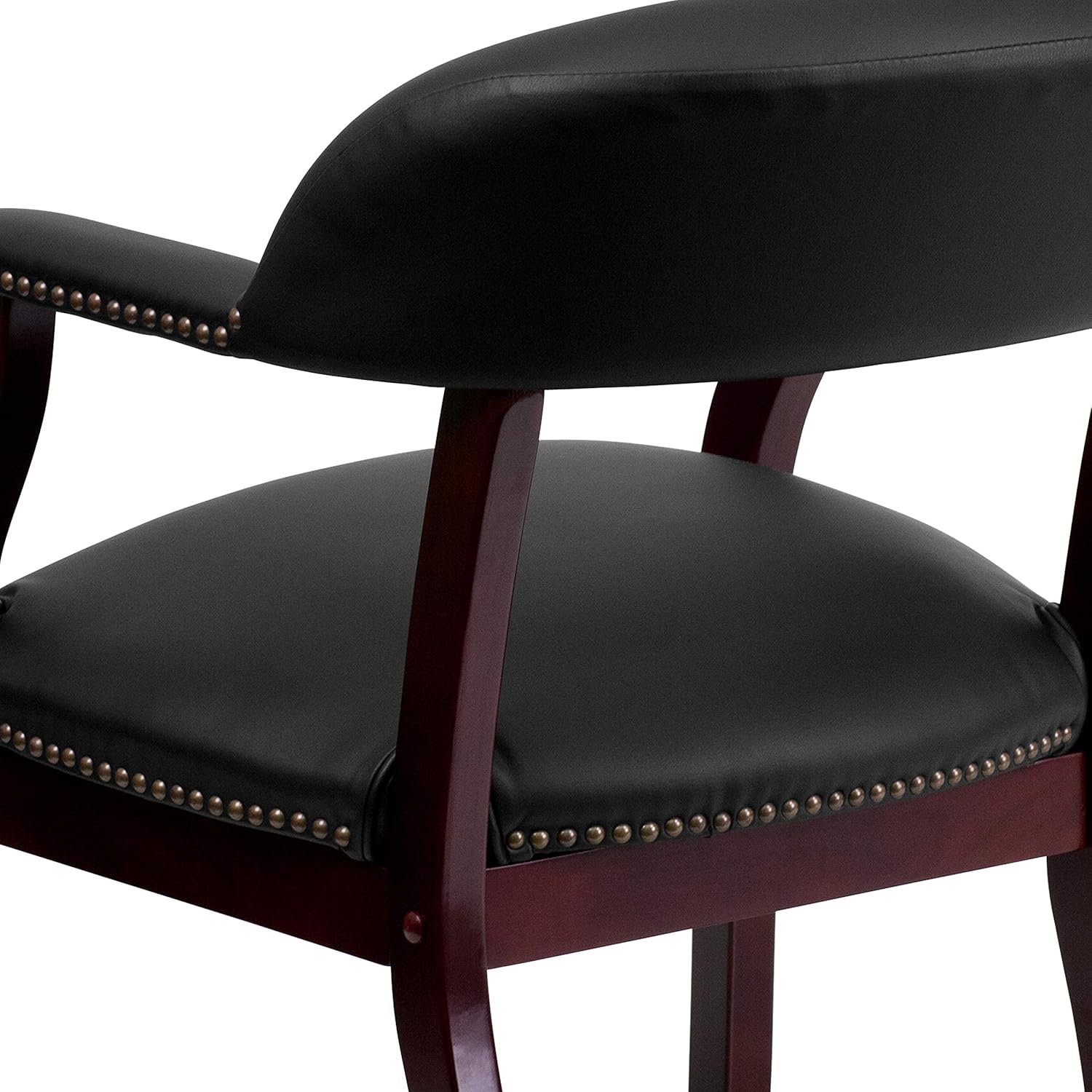 Flash Furniture Silla de conferencia de LeatherSoft con adorno de uñas decorativo en color negro
