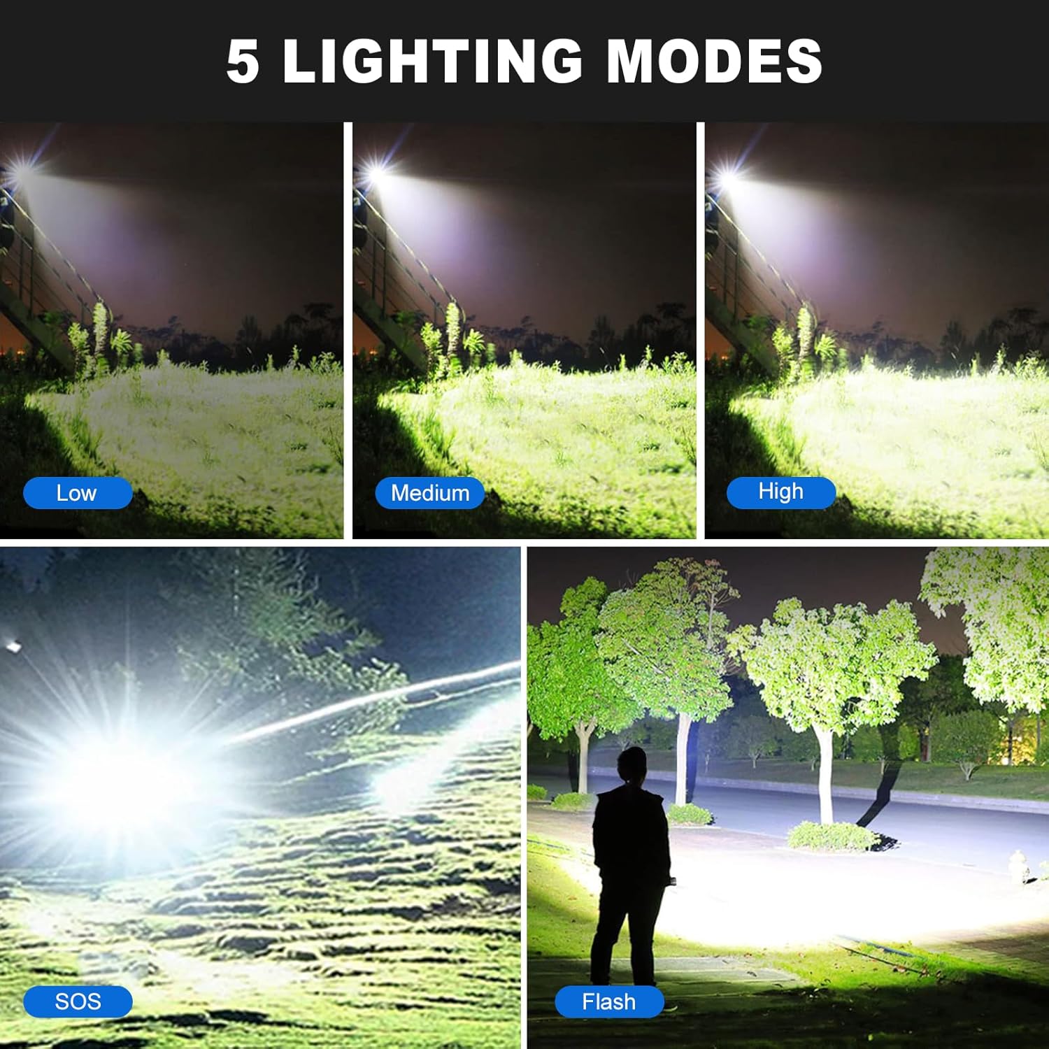 MAOKE BOLE Linternas de alto lúmenes, linterna LED recargable súper brillante 40000 lúmenes XHP70.2, linternas tácticas de alta potencia, potente