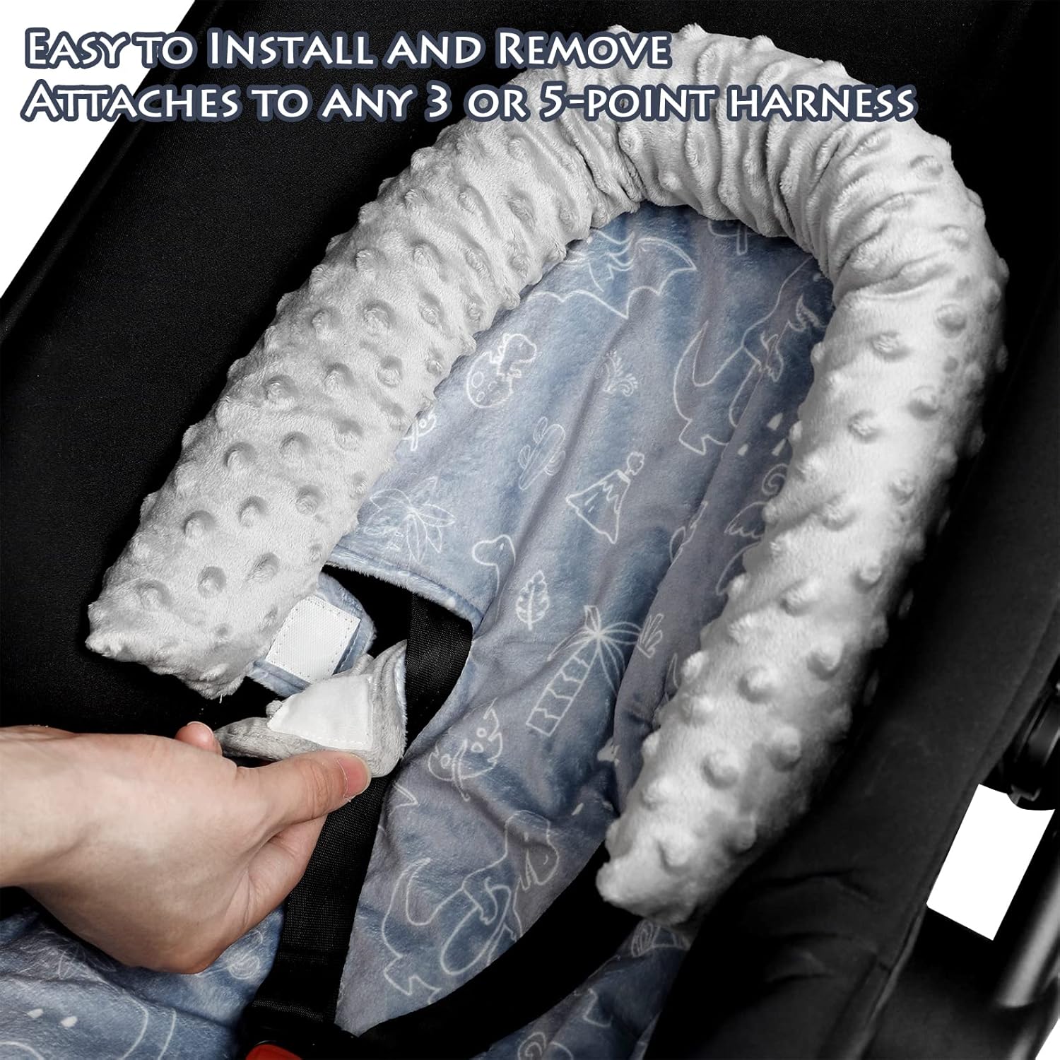 DILIMI Soporte para la cabeza del asiento de automóvil para bebé, suave Minky para niños y niñas, soporte de cabeza de asiento de automóvil con