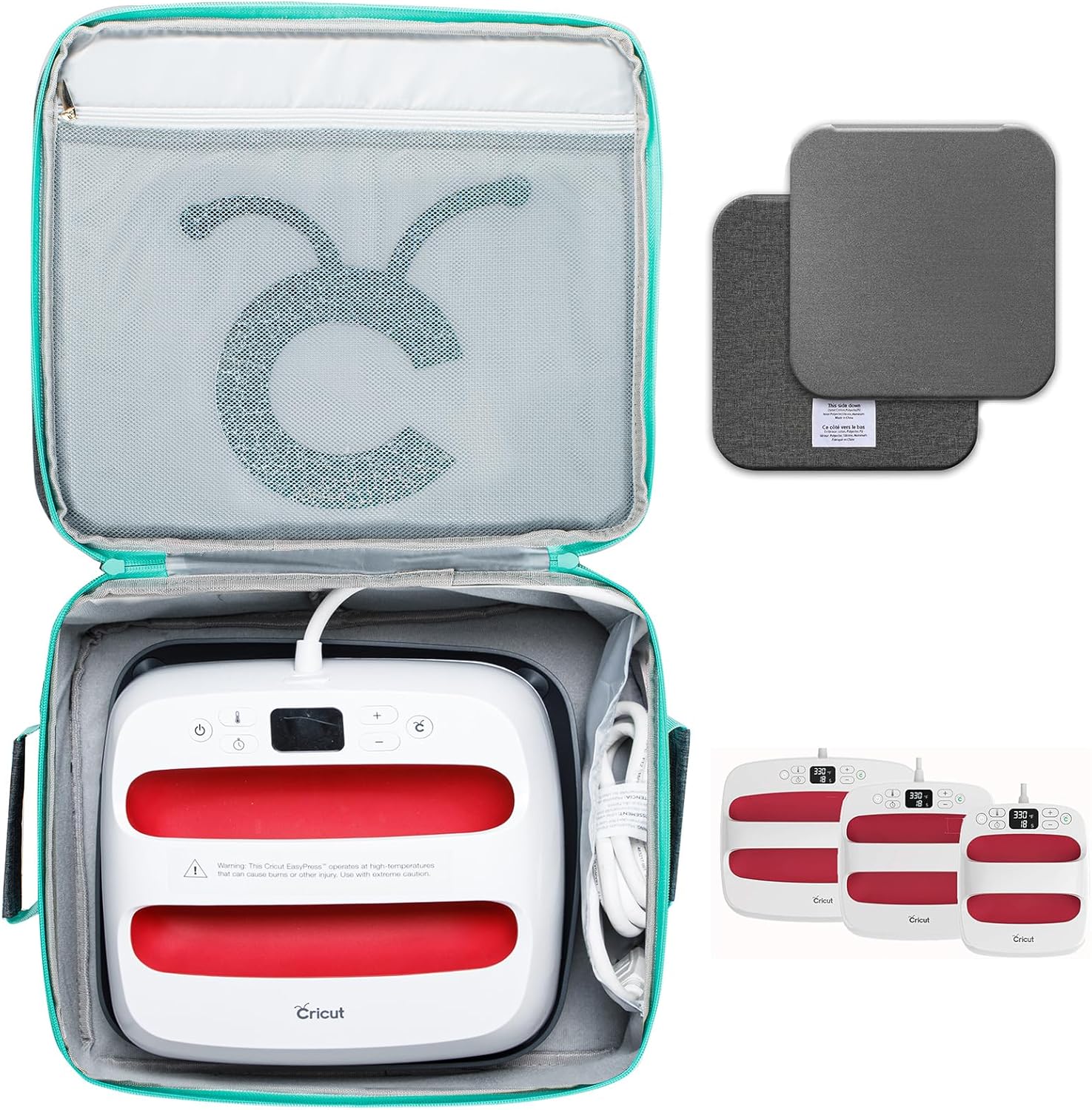 Estuche de transporte de doble capa para Cricut EasyPress 2 (12 x 10), máquina de prensa de calor HTVRONT, bolsa de prensa térmica resistente,