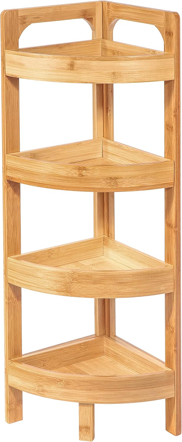 Estante de almacenamiento esquinero de bambú de 31.5 pulgadas de 4 niveles Trademark Innovations