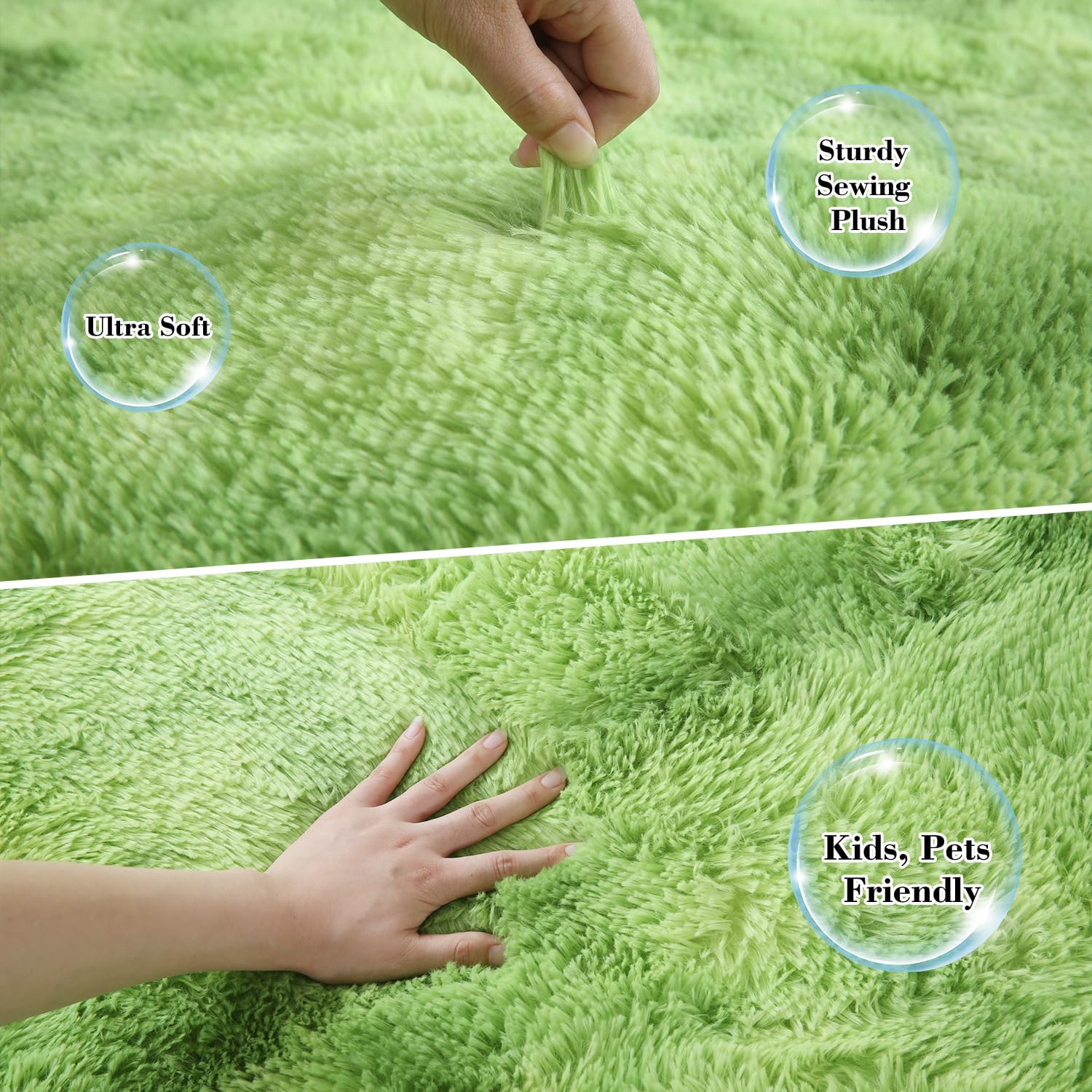 YUFANUHO Alfombras de pasillo teñidas verdes de 2 x 6 pies para dormitorio, ultra suaves, antideslizantes, esponjosas, de 2 x 6 pies, color verde