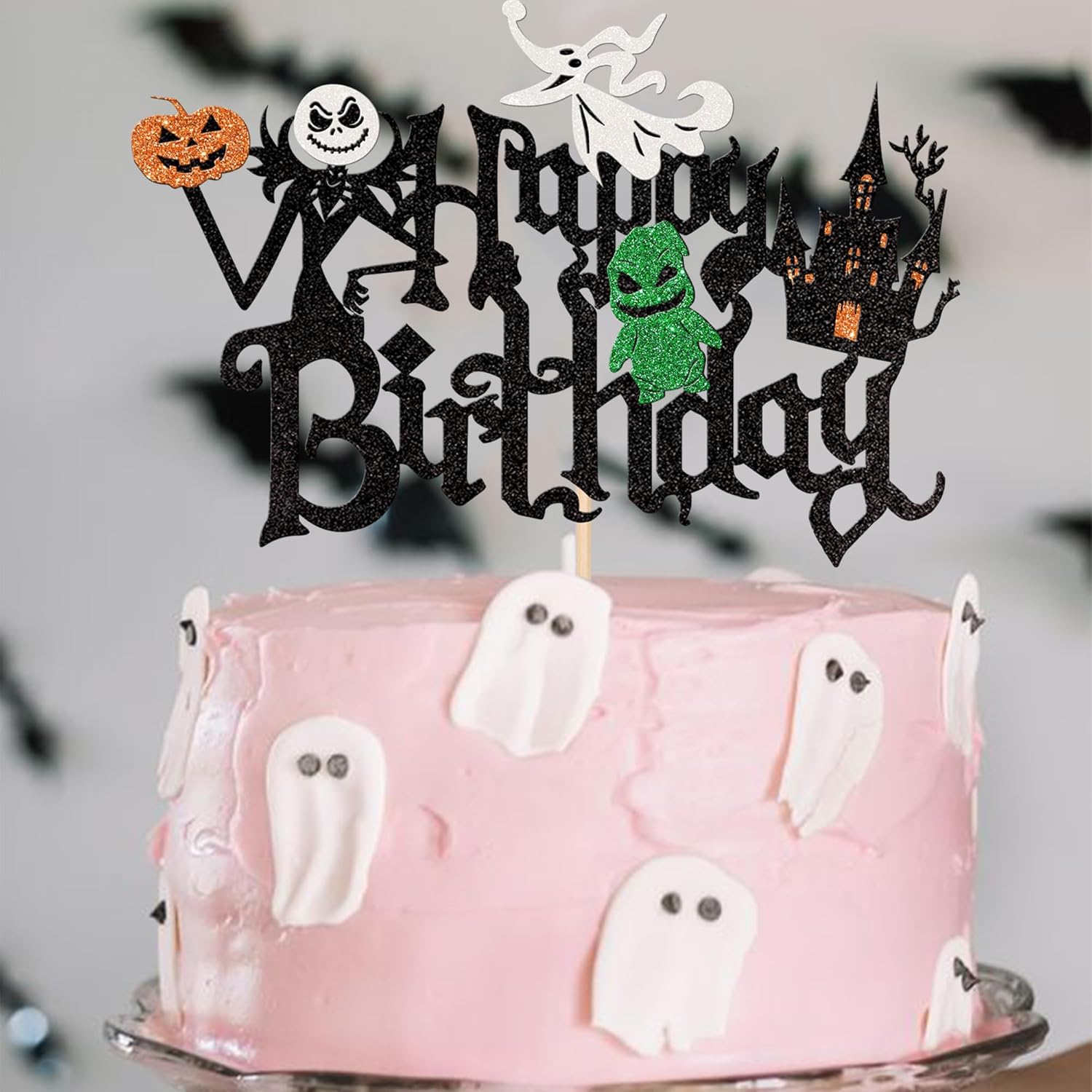 1 paquete de decoración de pastel de Halloween con purpurina para Halloween, mago, fantasma, calabaza, pasteles, decoración para casa encantada,