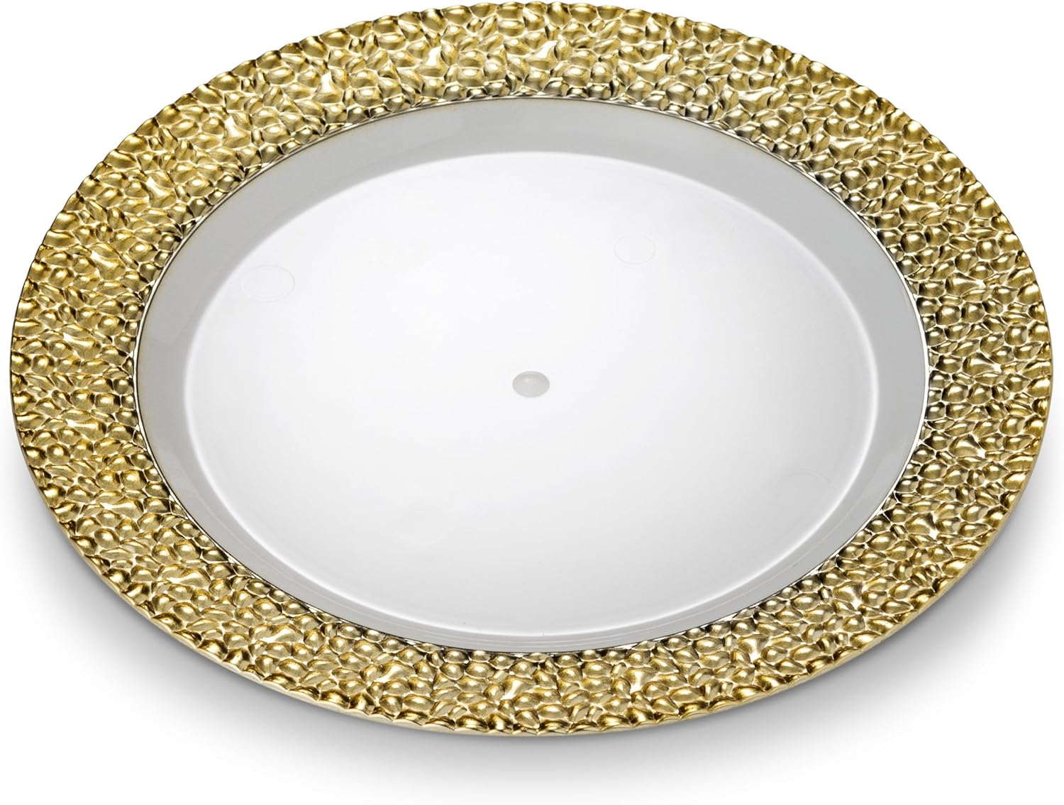 Laura Stein – 16 platos de 7 pulgadas – Vajilla de diseñador de plástico pesado de alta calidad, platos de ensalada con borde dorado, plato de