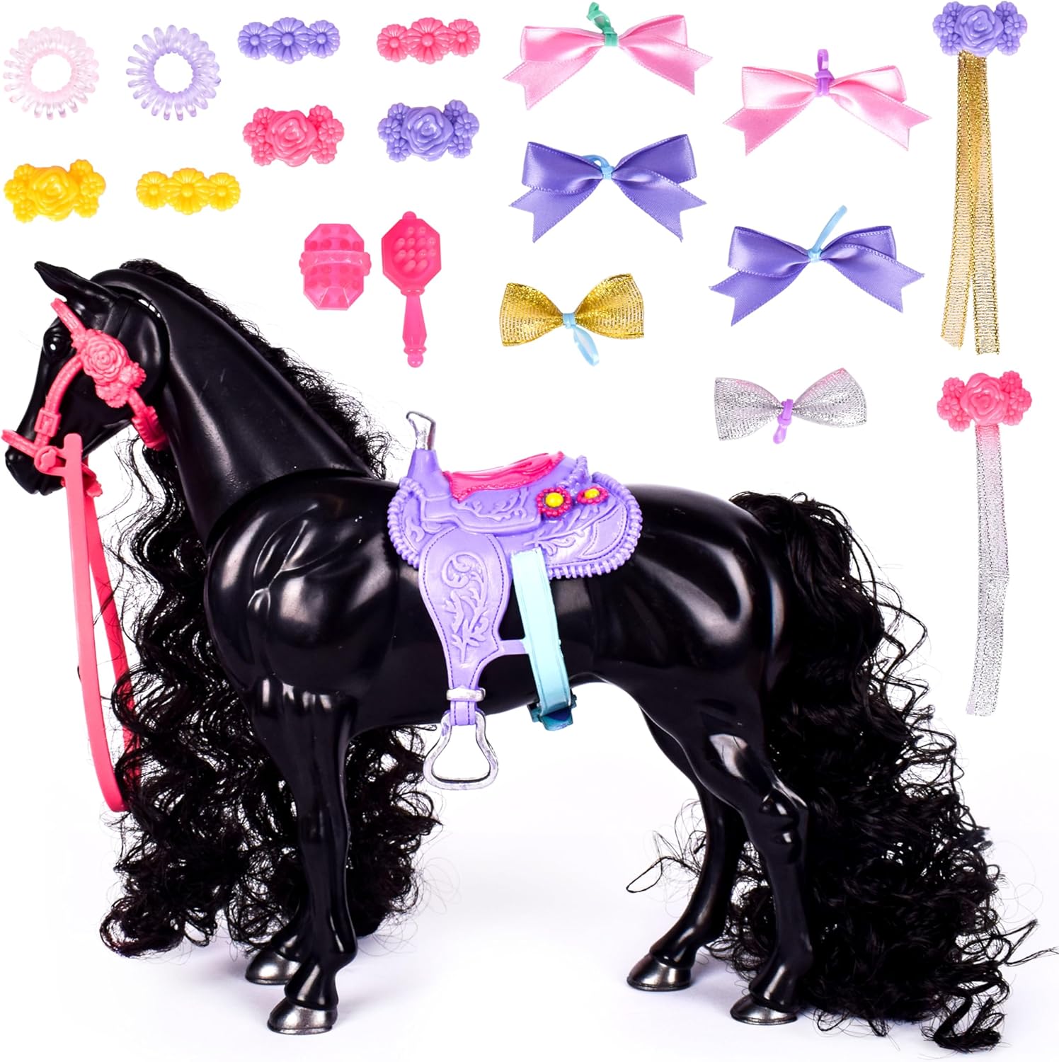 Glam-R-Ranch Raven Dream – Juguete de caballo con accesorios