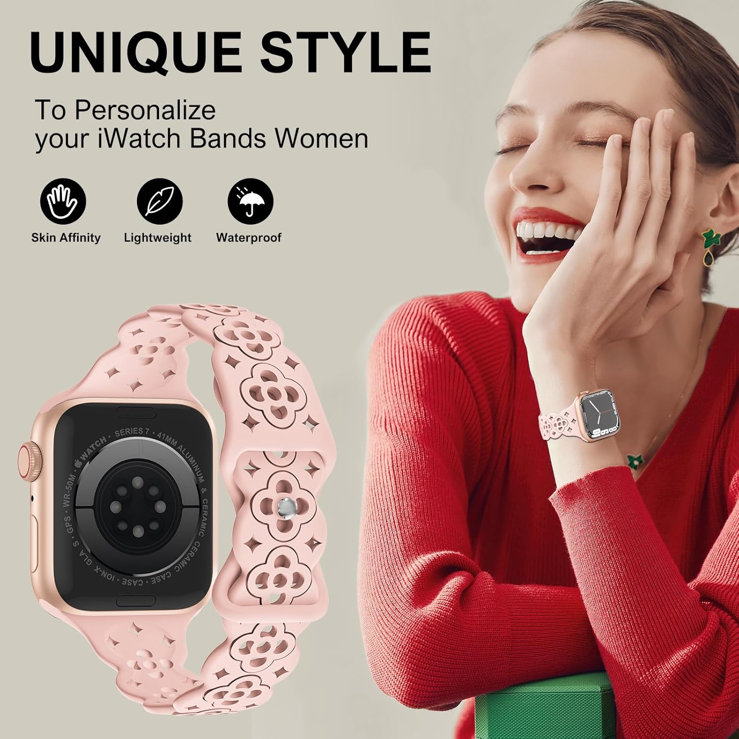 Paquete de 6 correas de silicona de encaje para Apple Watch de 1.496 pulgadas, 1.575 pulgadas, 1.614 pulgadas, 1.732 pulgadas, 1.654 pulgadas, 1.772