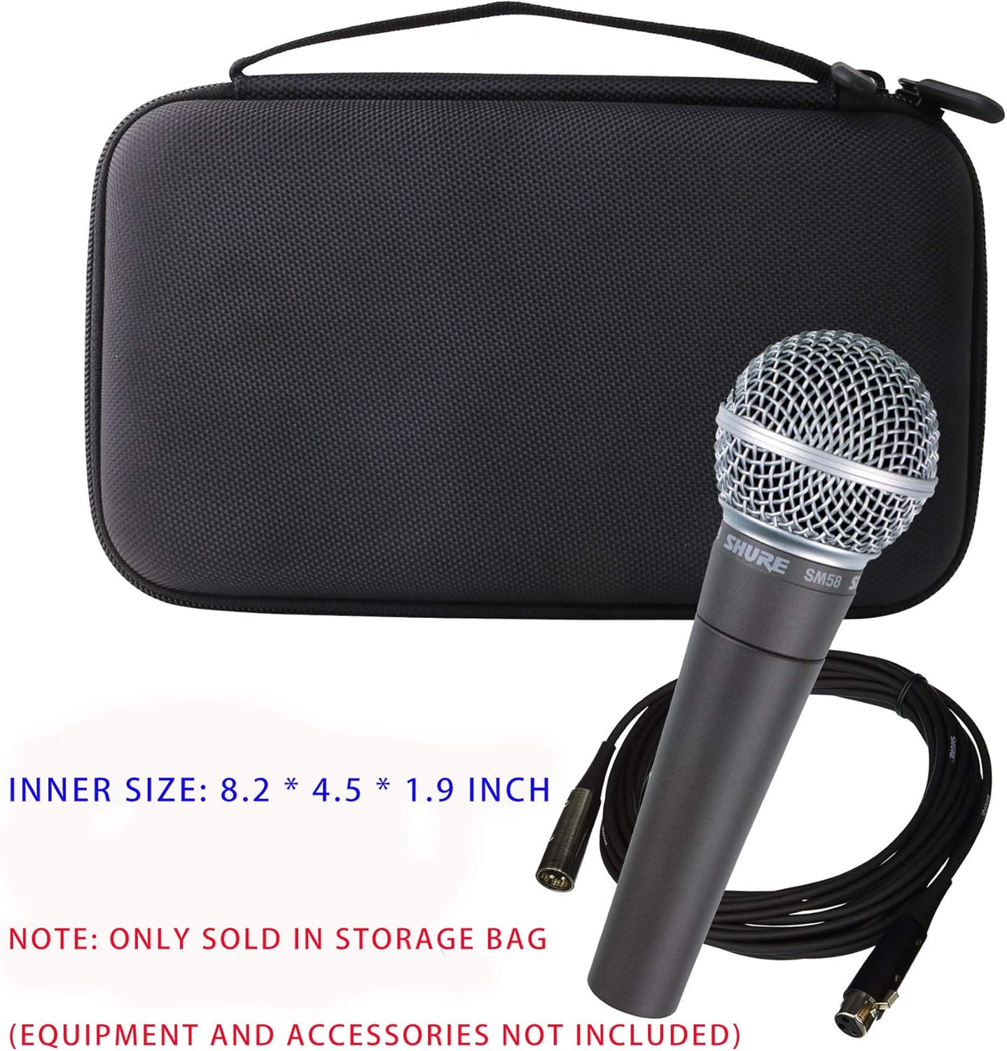 Funda de transporte rígida de EVA para micrófono vocal dinámico cardioide Shure SM58, marca Shure para múltiples modelos de micrófonos