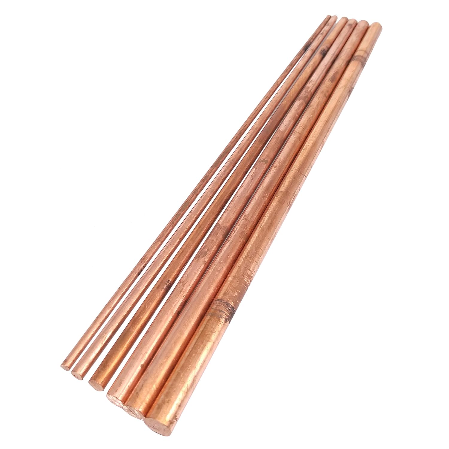6pcs 0.118 in-0.315 in Dia. 9.843 in Largo 99.9% Cobre Puro T2 Cu Metal Varillas Cilindro Surtido Kit