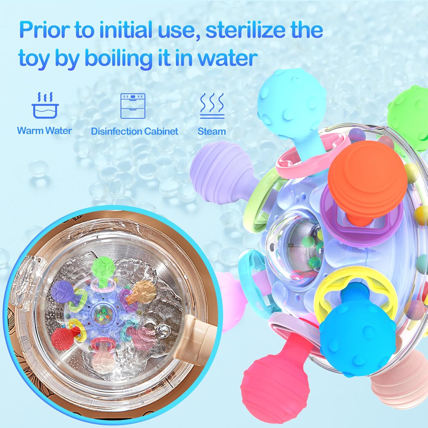 Juguetes sensoriales para la dentición para bebés, juguetes Montessori actualizados, sonajeros sensoriales para masticar, regalo para bebés recién