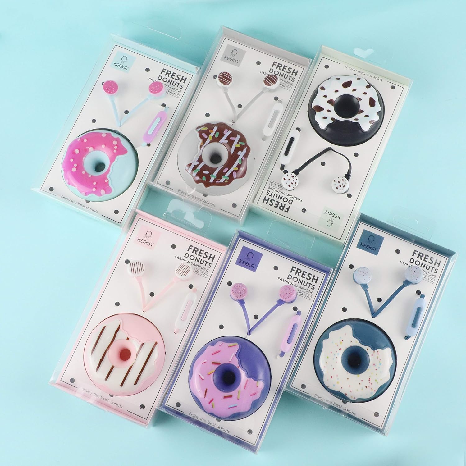 QearFun Auriculares con forma de dona para niños, bonitos auriculares intrauditivos con cable, regalo para niñas y niños escolares con micrófono y