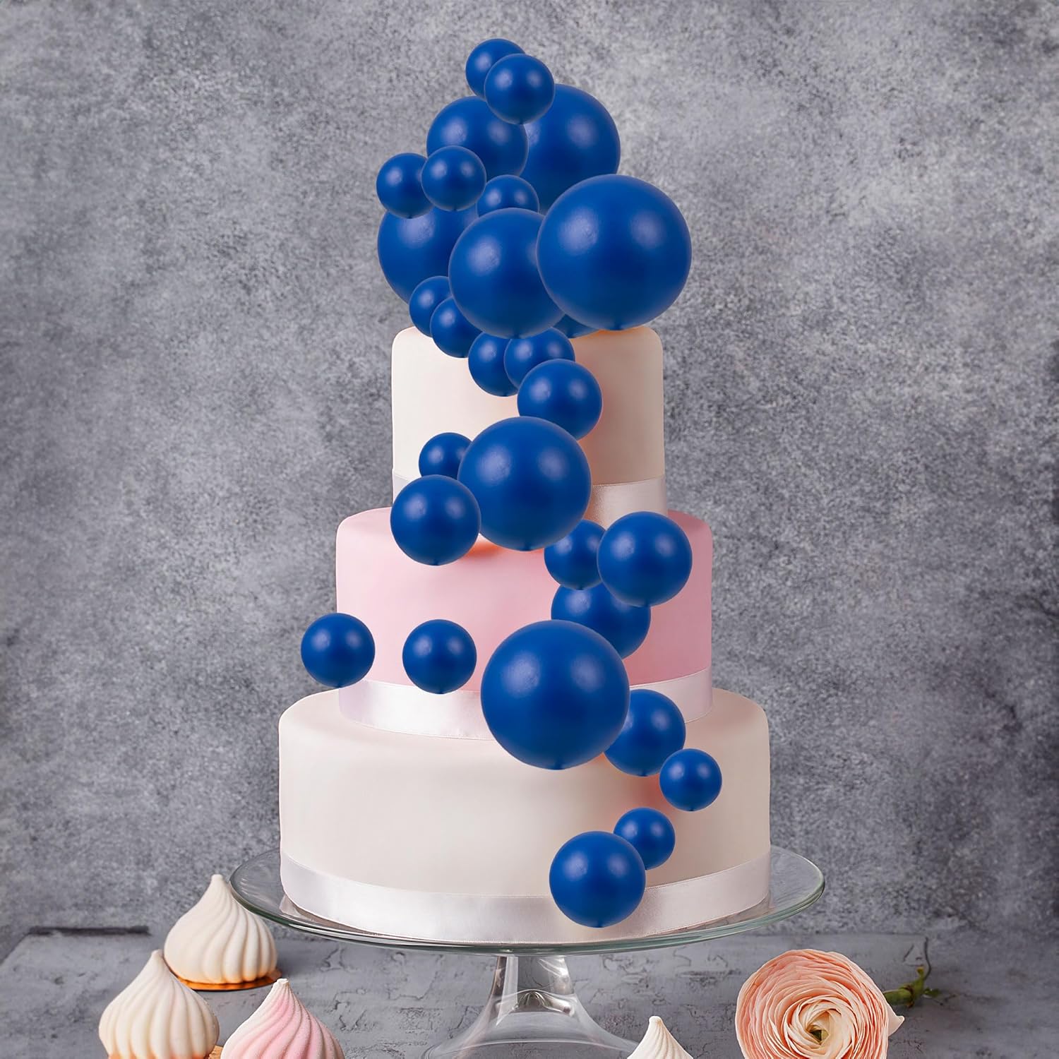 Gyufise 30 piezas de bolas para tartas, bolas de espuma con forma de bola de espuma, para decoración de tartas, globos de bricolaje, decoración de