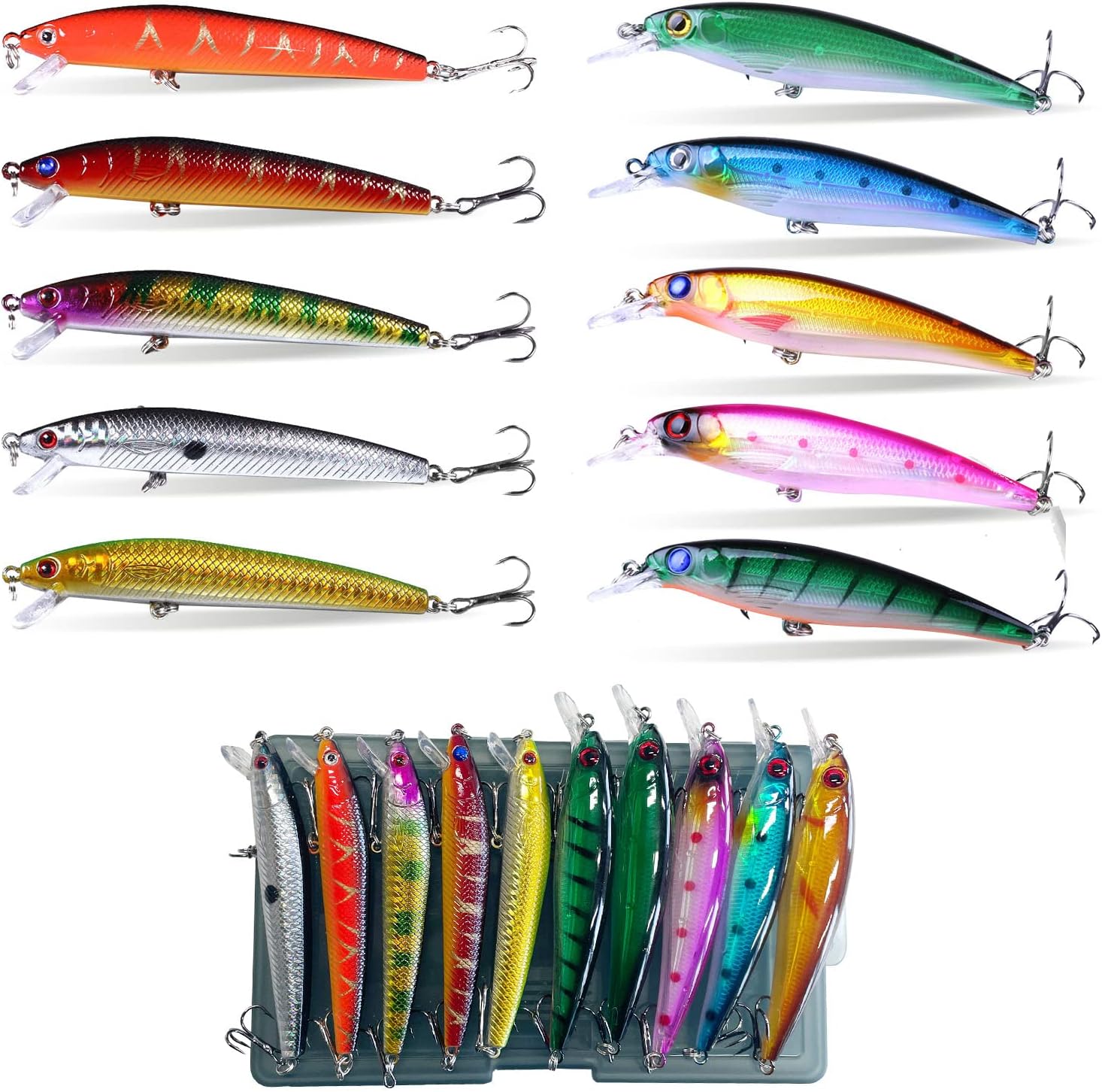 Fishing Lures Set Hard Sinking Fishing Lures with Tackle Box for Freshwater Saltwater Bass Trout Walleye Redfish