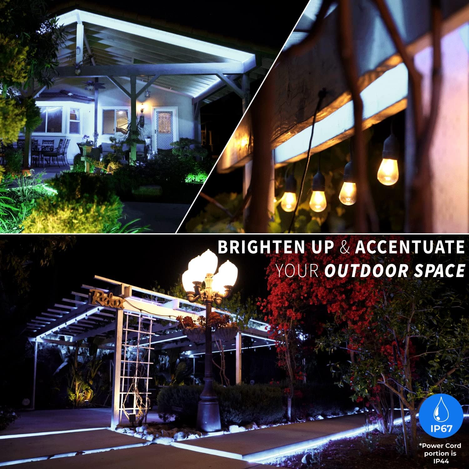 West Ivory Cuerda de luz LED blanca fría de 60 pies con 648 luces LED de 12 pulgada de grosor, controlador conectable al aire libre, permanente,