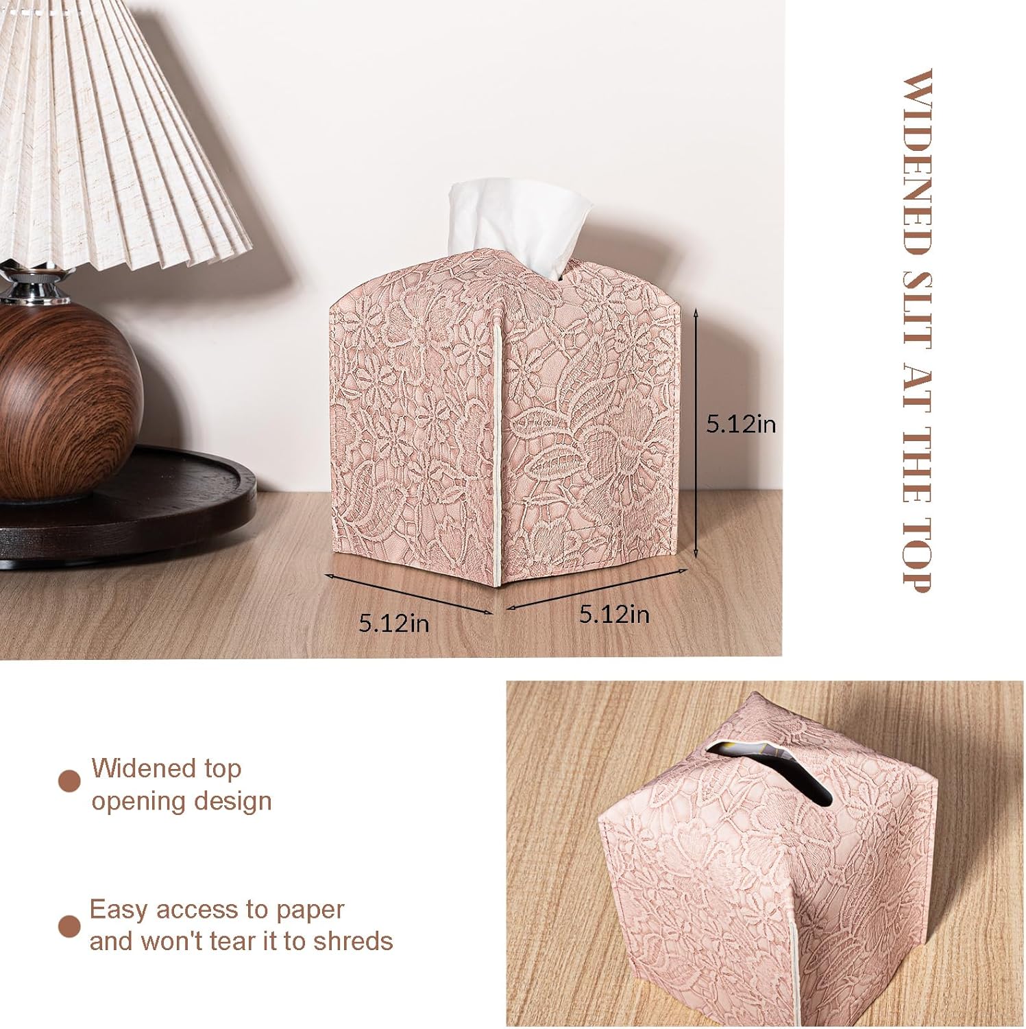 Funda cuadrada de piel sintética para caja de pañuelos, organizador de papel facial, dispensador para encimera de tocador de baño, tocador, mesa,