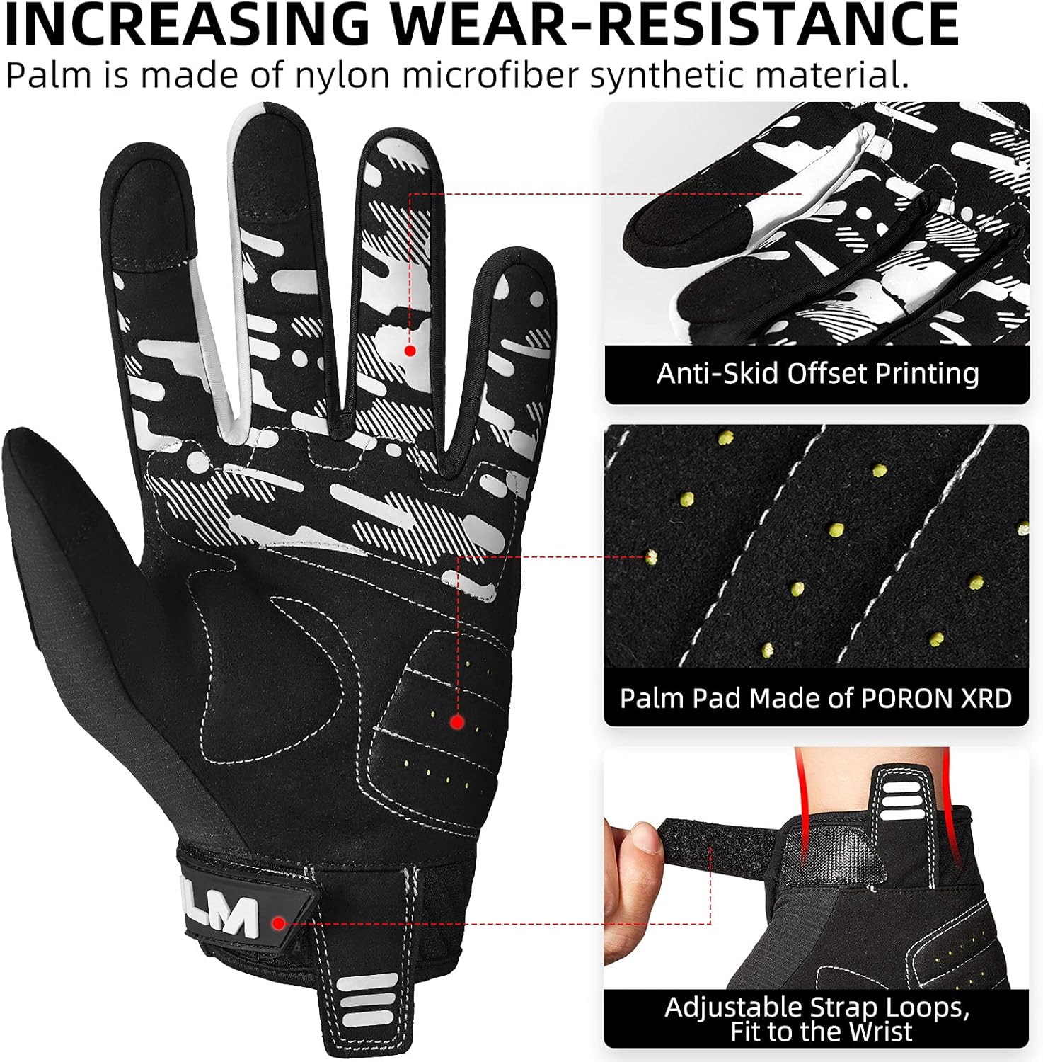 ILM Guantes de motocicleta para adultos, motocross, ATV, MTB, bicicleta de montaña, guante con pantalla táctil para bicicleta, ciclismo, BMX,