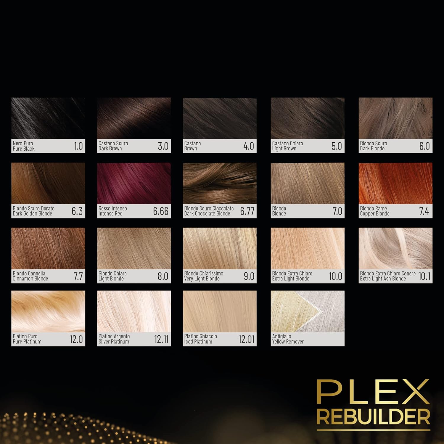 Il Salone Milano Plex Rebuilder – Crema permanente para el cabello, color rubio chocolate oscuro 6.77, kit profesional de tinte para el cabello para