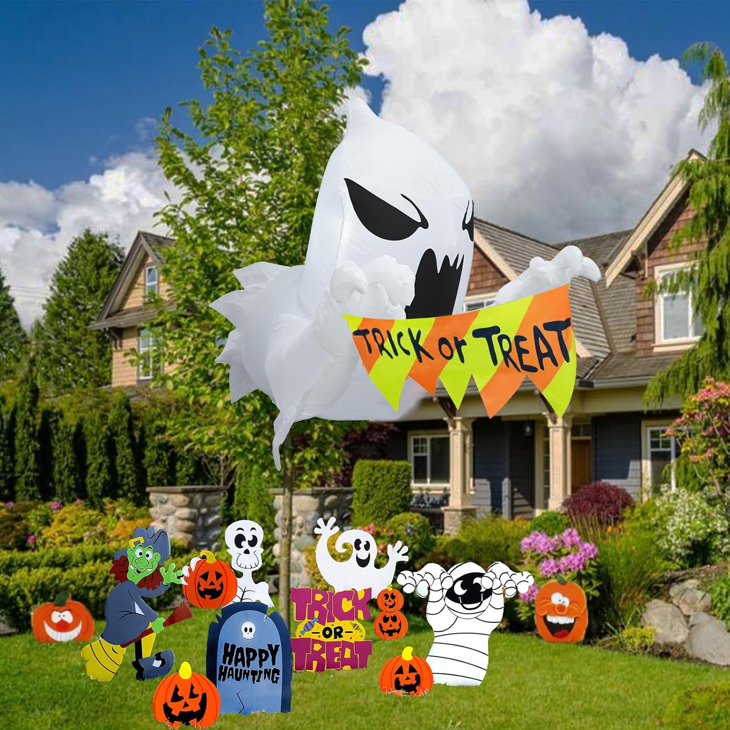 SRKLH Inflables de Halloween de 3.5 pies, fantasma volador que estalló de la ventana, inflables de Halloween con luces LED integradas, decoraciones