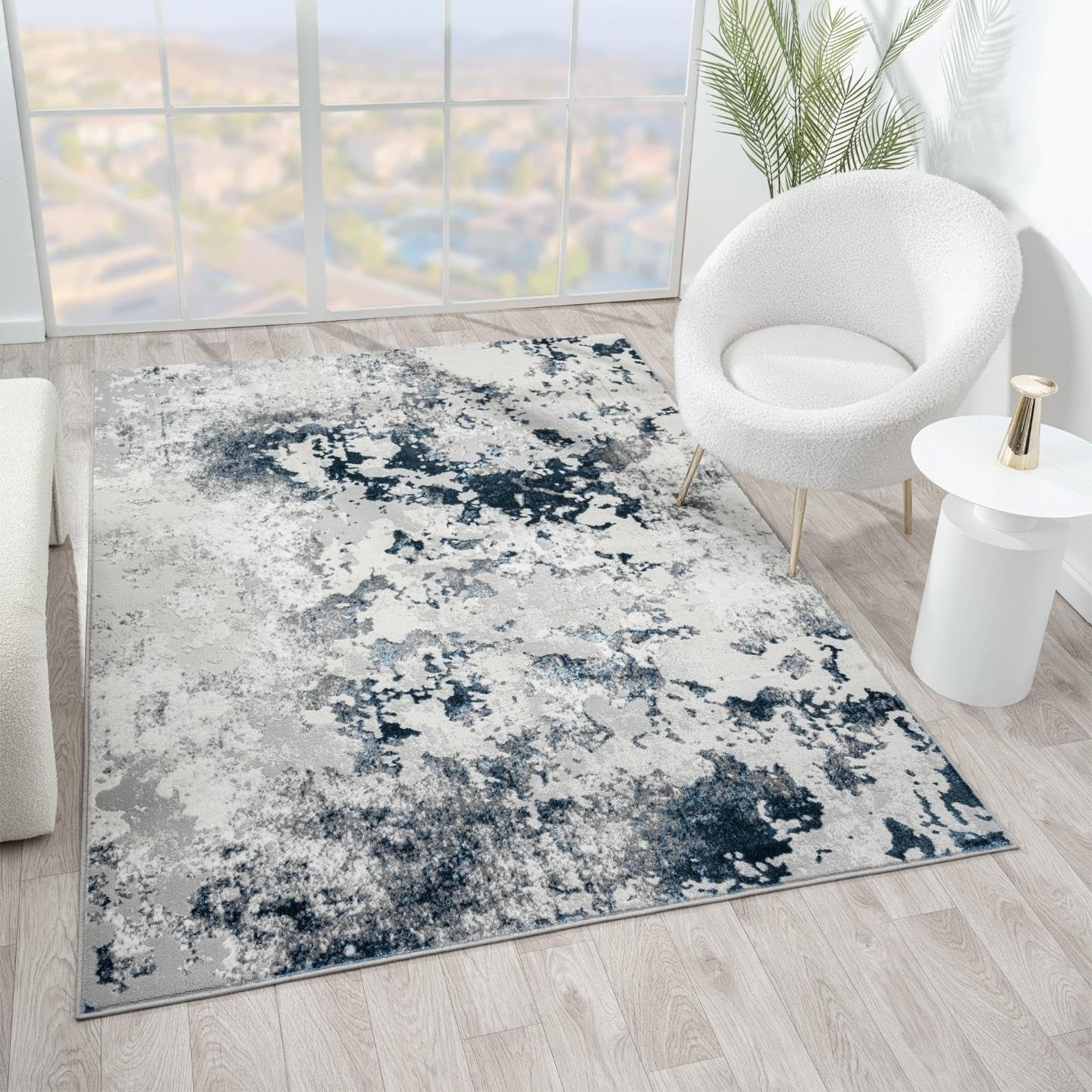 LUXE WEAVERS Chelsea Collection 7337 – Alfombra abstracta moderna de 5 x 7 pulgadas, color azul