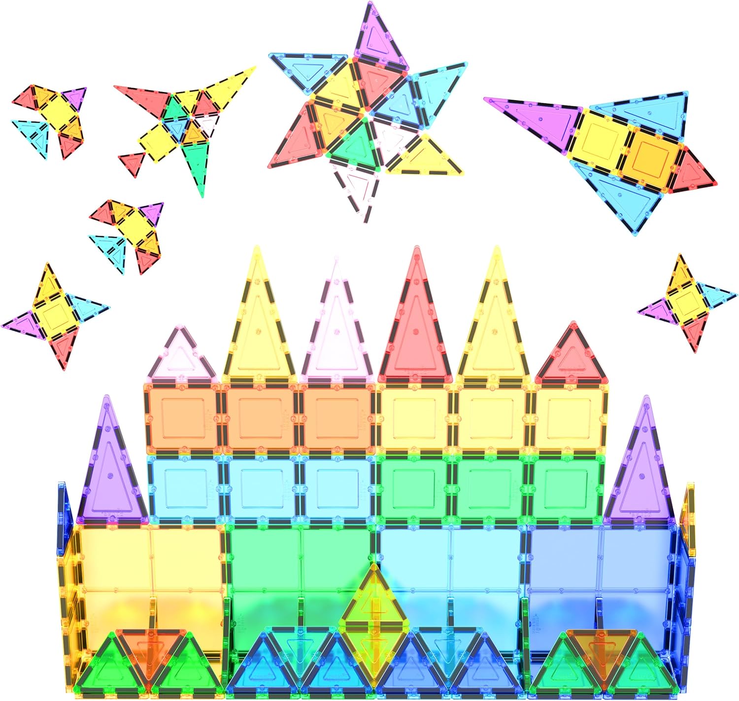 PicassoTiles Paquete de 70 piezas de pista de carreras de canicas + 60 azulejos magnéticos, divertido y creativo, juguete sensorial educativo y