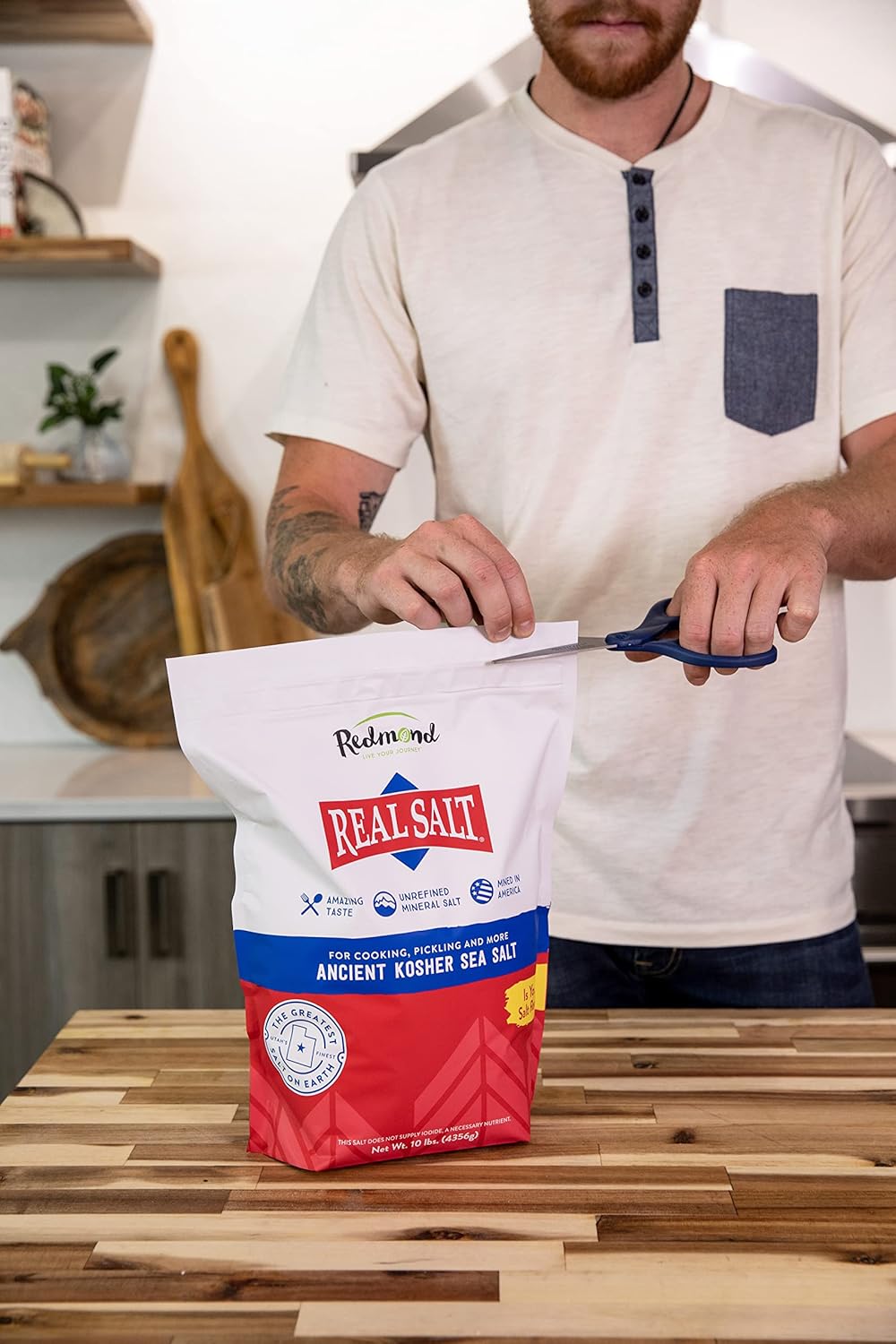 Redmond Real Salt Kosher – Molienda Kosher natural sin refinar sin gluten, bolsa de 10 libras