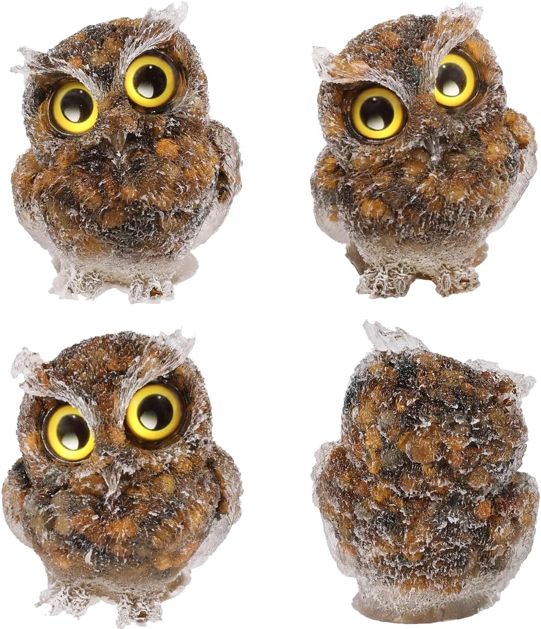 ACEDSGN Estatua de búho de 2.4 pulgadas, figura de búho de resina de cristal natural, pequeños detalles para estante, hogar, oficina, automóvil,