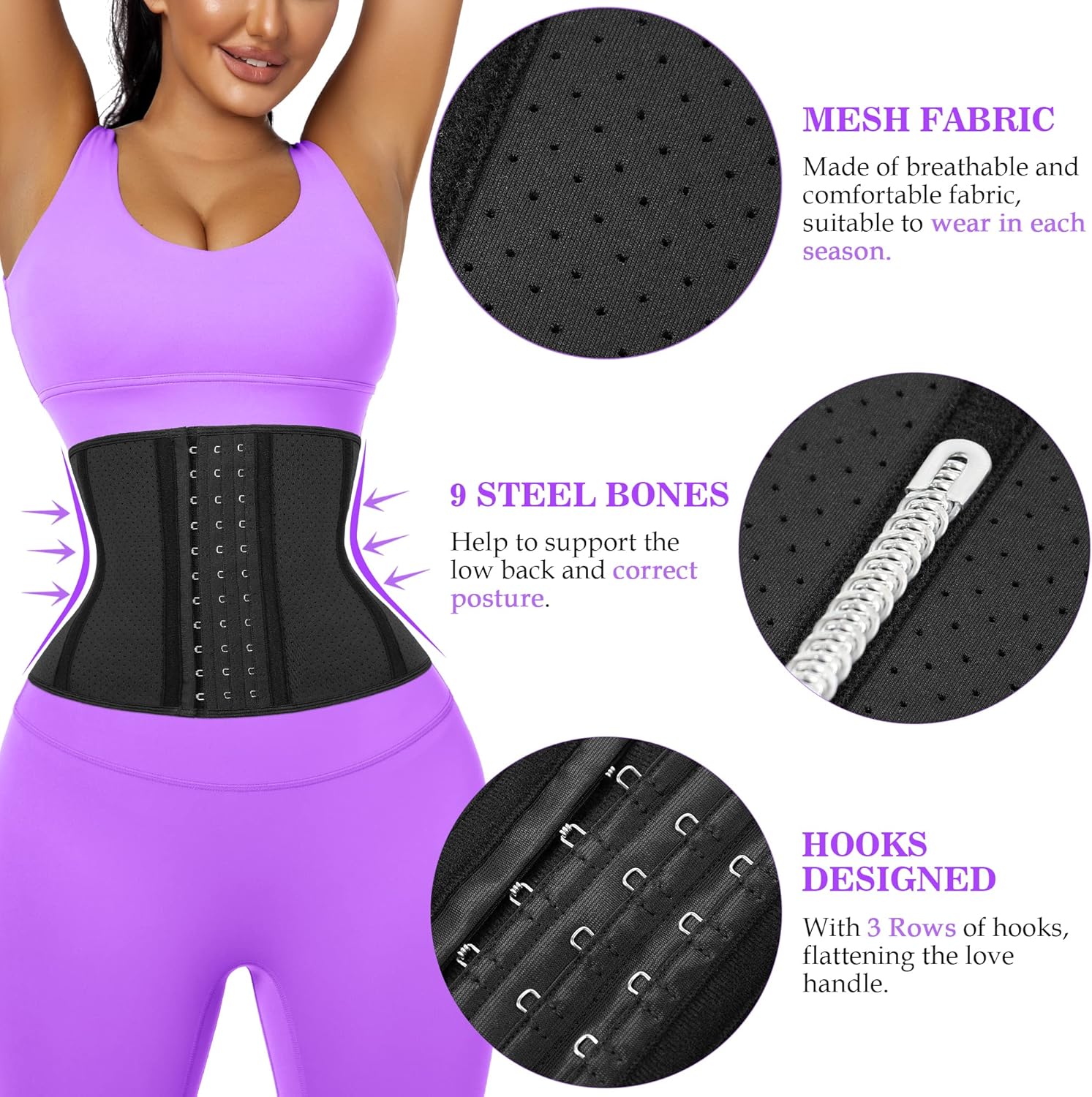 Entrenador corto de cintura para mujer, grasa del vientre inferior, fajas de entrenamiento, corsé de cintura colombianas