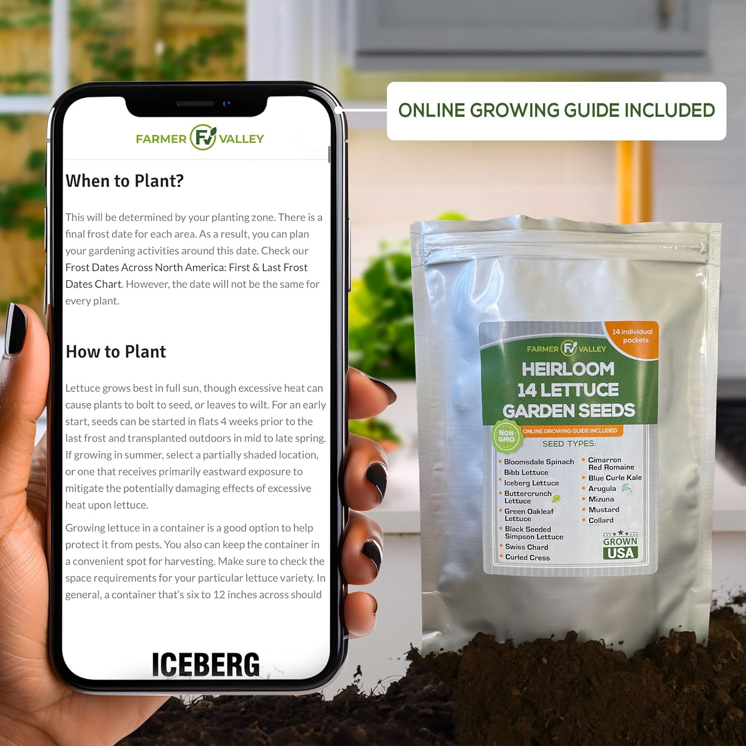 Semillas de jardín de lechuga y ensalada para plantar, más de 6400 semillas de verduras cultivadas en Estados Unidos sin OMG para cultivo doméstico,