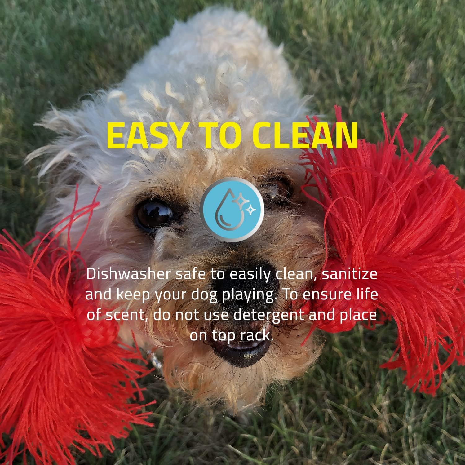 Playology Dri Tech – Juguete masticable para perros medianos (15 a 35 libras) Juguetes para perros con aroma a salsa navideña para masticadores