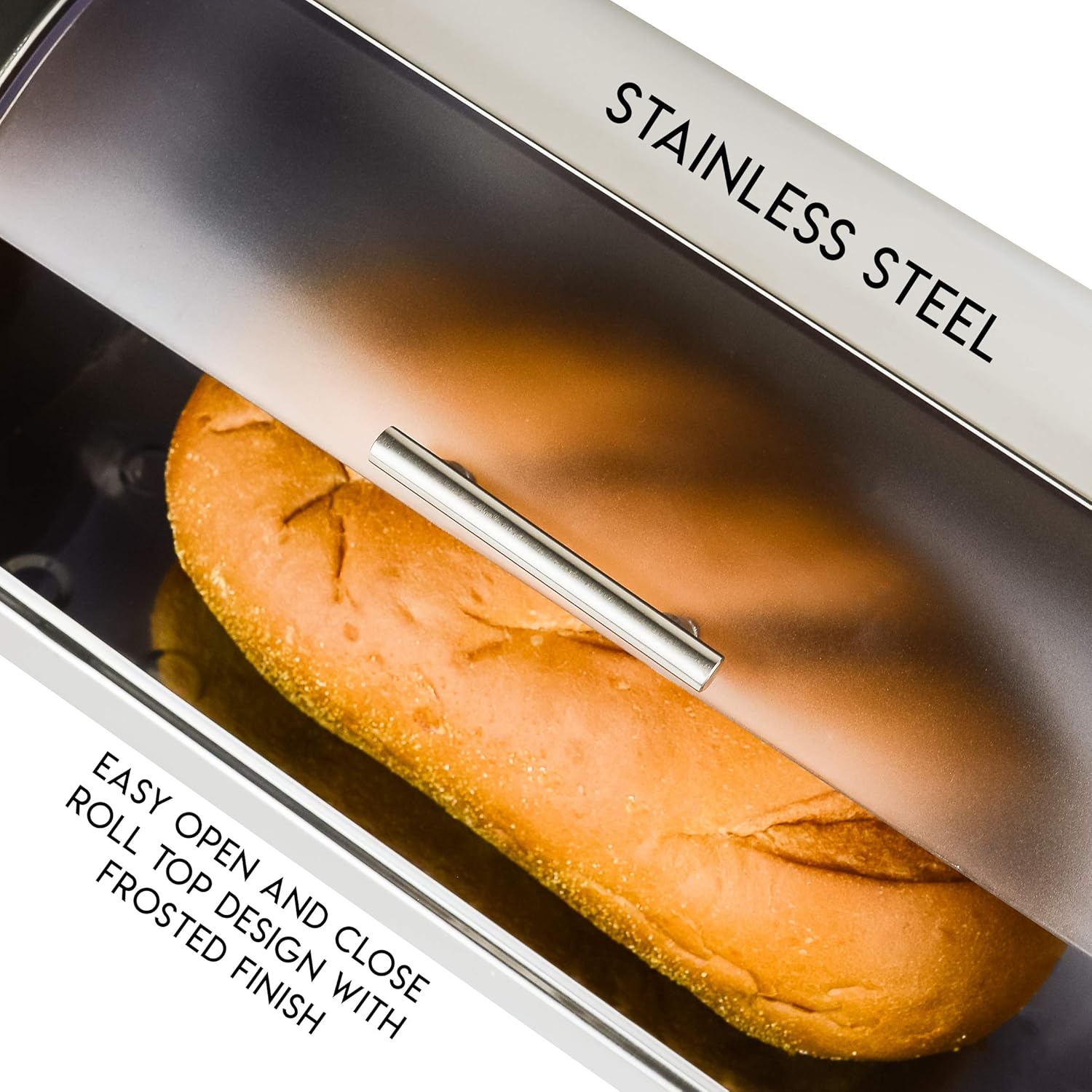 Galashield Panera para encimera de cocina  Contenedor de almacenamiento para pan  Panera de acero inoxidable con parte superior enrollable de