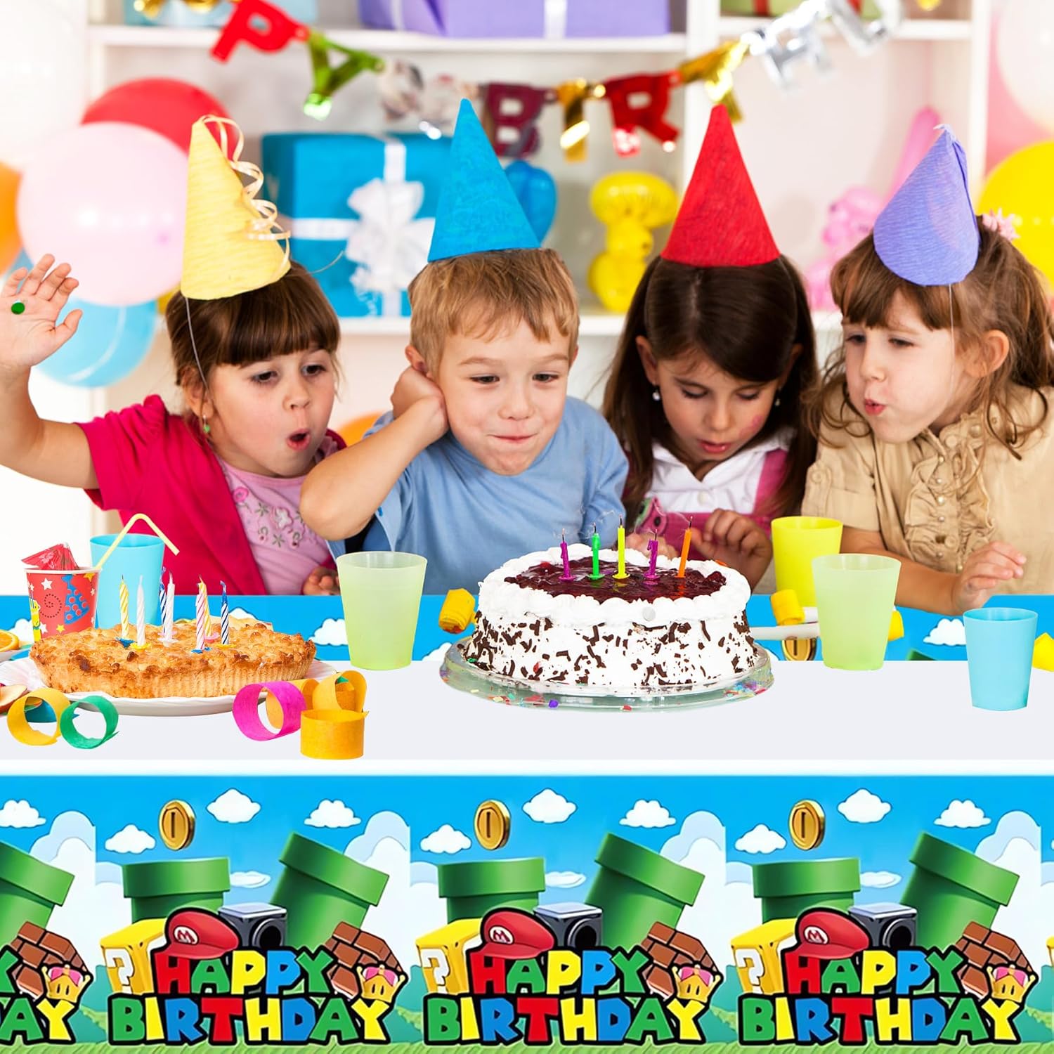 ZAKVOOR 8 manteles de fiesta de Super Brothers, fundas de mesa rectangulares desechables de plástico para suministros de decoración de fiestas de