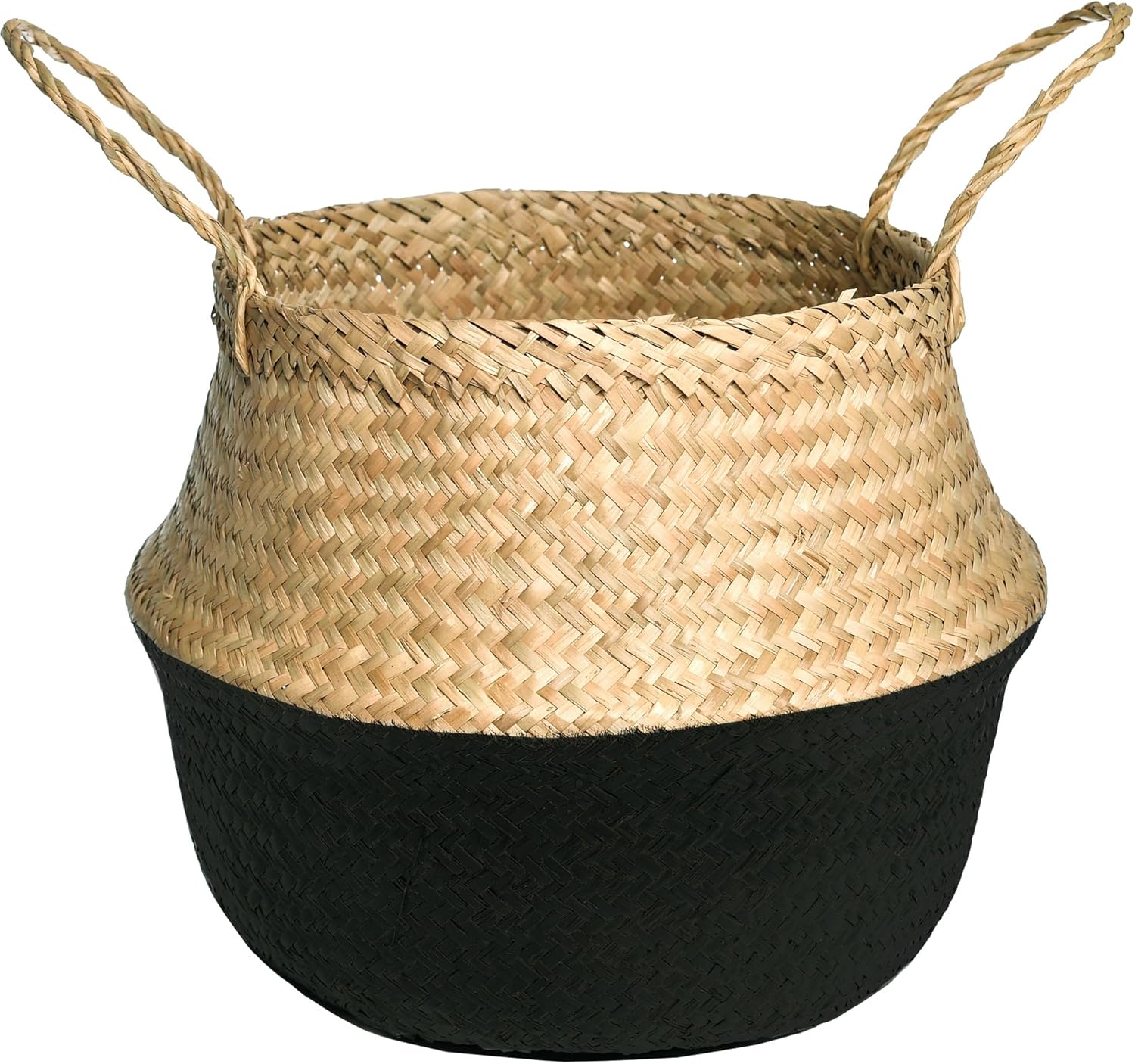 LiloCraft – Cesta para plantas de hierba marina (tamaño 9 x 8 pulgadas, patrón fondo negro) Solución de almacenamiento para decoración del hogar con
