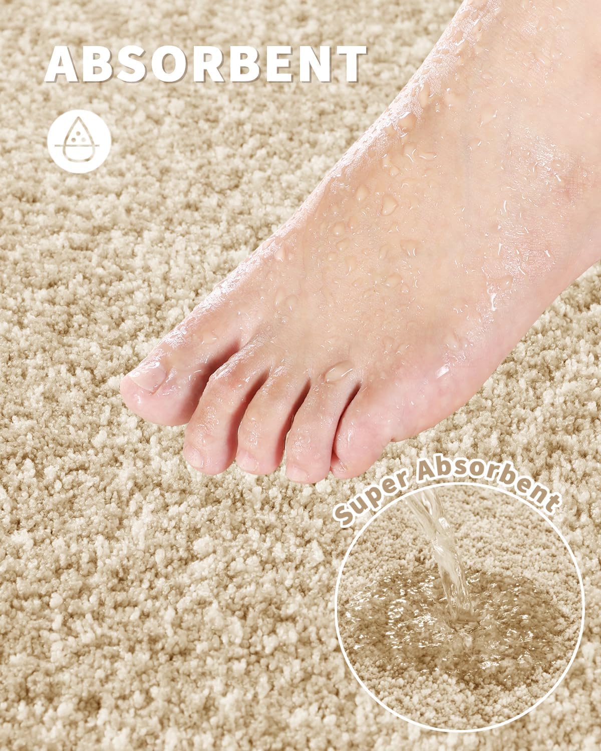 Yimobra Alfombras de baño, extra suaves y cómodas, antideslizantes, absorbentes de agua y gruesas, lavables a máquina, alfombras peludas para duchas