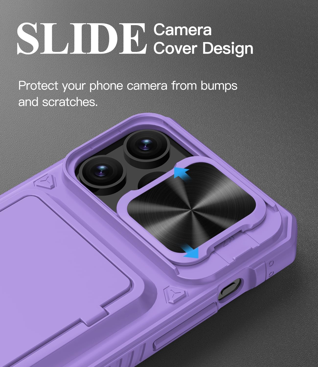 ATATOO Funda tipo cartera para iPhone 15 Pro Max con tarjetero y cubierta deslizante para cámara y soporte, resistente protección a prueba de