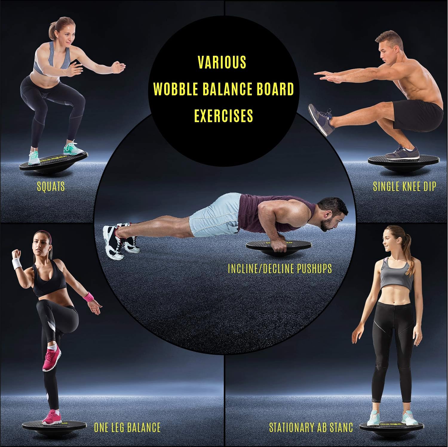 Yes4All Wobble Balance Board, Core Training Board, Stretch Board, Plastic, Balance Training, Carrying, Injury Prevention