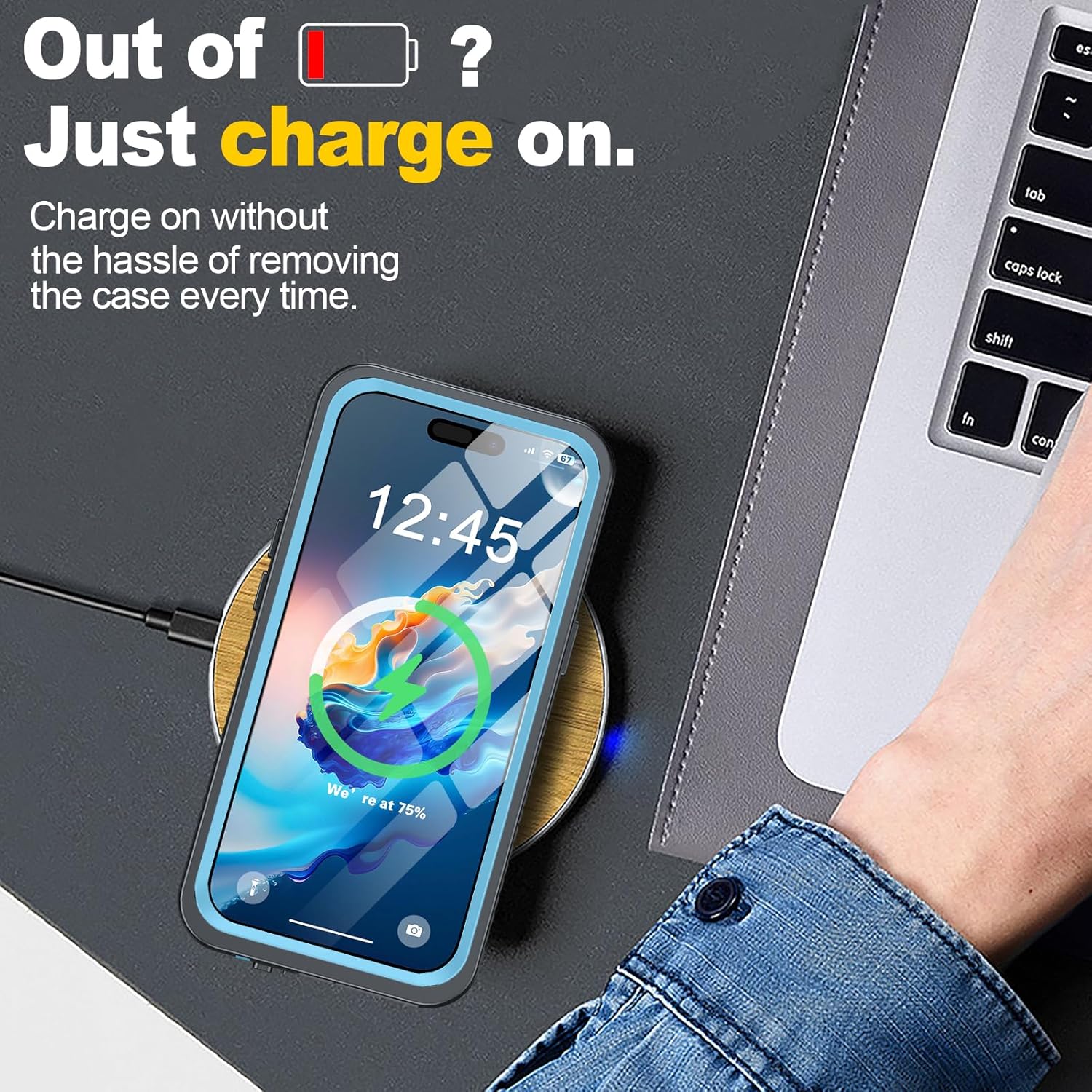 ANTSHARE Funda impermeable para iPhone 15, protector de pantalla y lente integrados 14 pies a prueba de caídas militares cuerpo completo a prueba de
