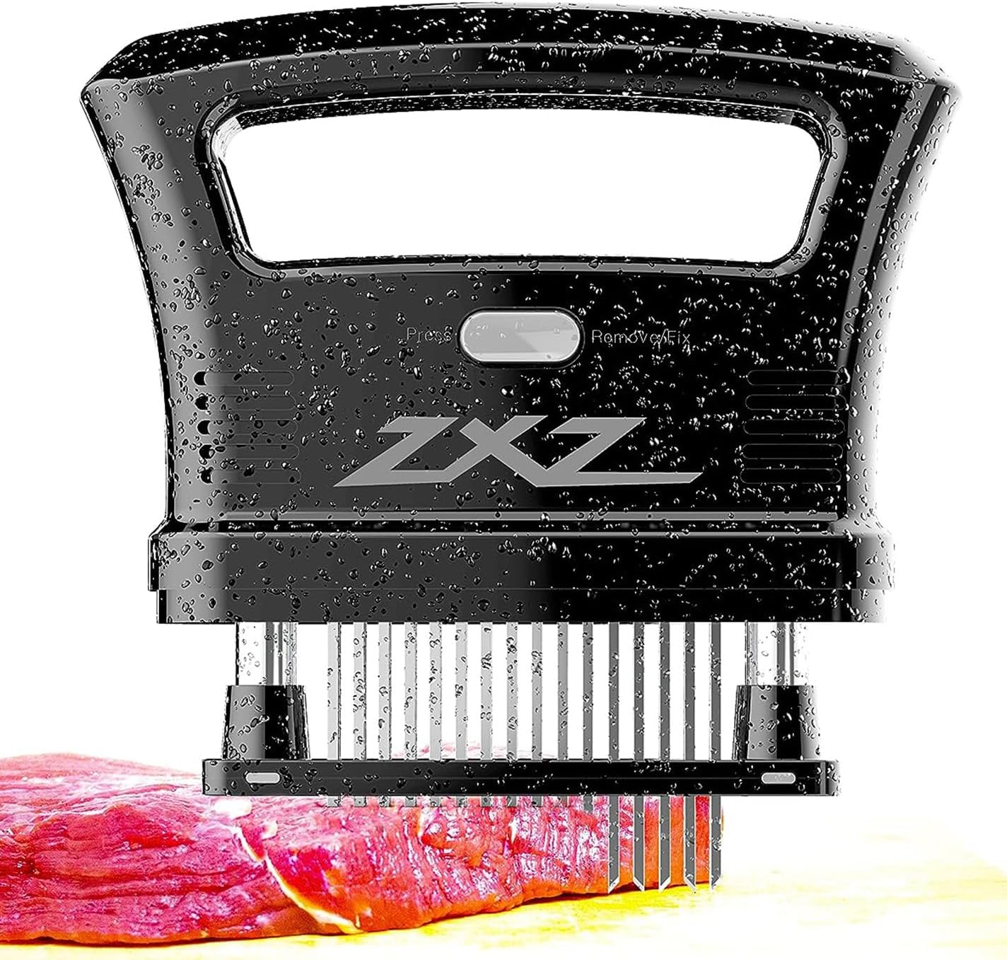 ZXZ Ablandador de carne Mango grande fácil de sostener  Hoja de acero inoxidable 48 desmontable  Fácil de usar y limpiar (negro)