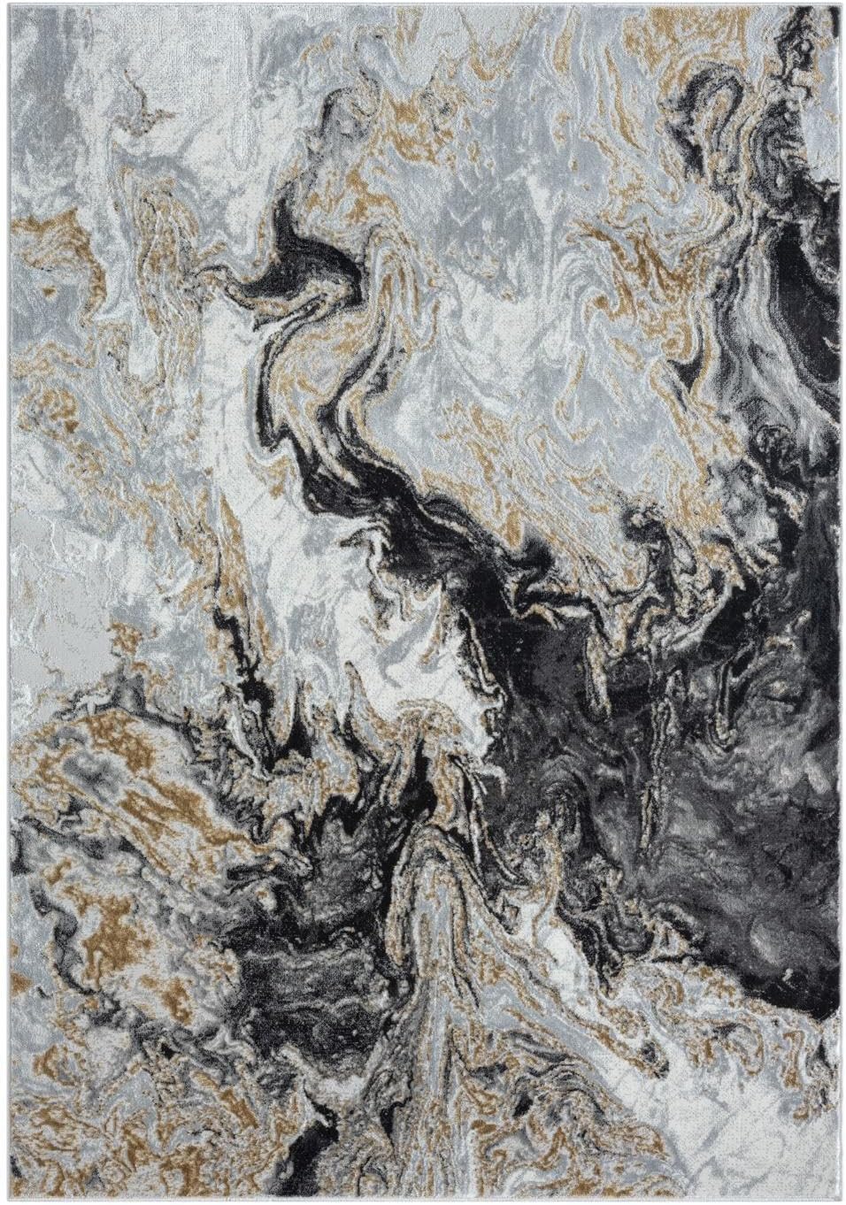 LUXE WEAVERS Alfombra abstracta de remolinos de mármol, humo 4×5