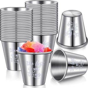 Juego de 48 vasos de chupito de acero inoxidable de 2.3 onzas, regalos de boda, inspiradores y divertidos, pequeños vasos de chupito de metal, vasos Juego de 48 vasos de chupito de acero inoxidable de 2.3 onzas, regalos de boda, inspiradores y divertidos, pequeños vasos de chupito de metal, vasos