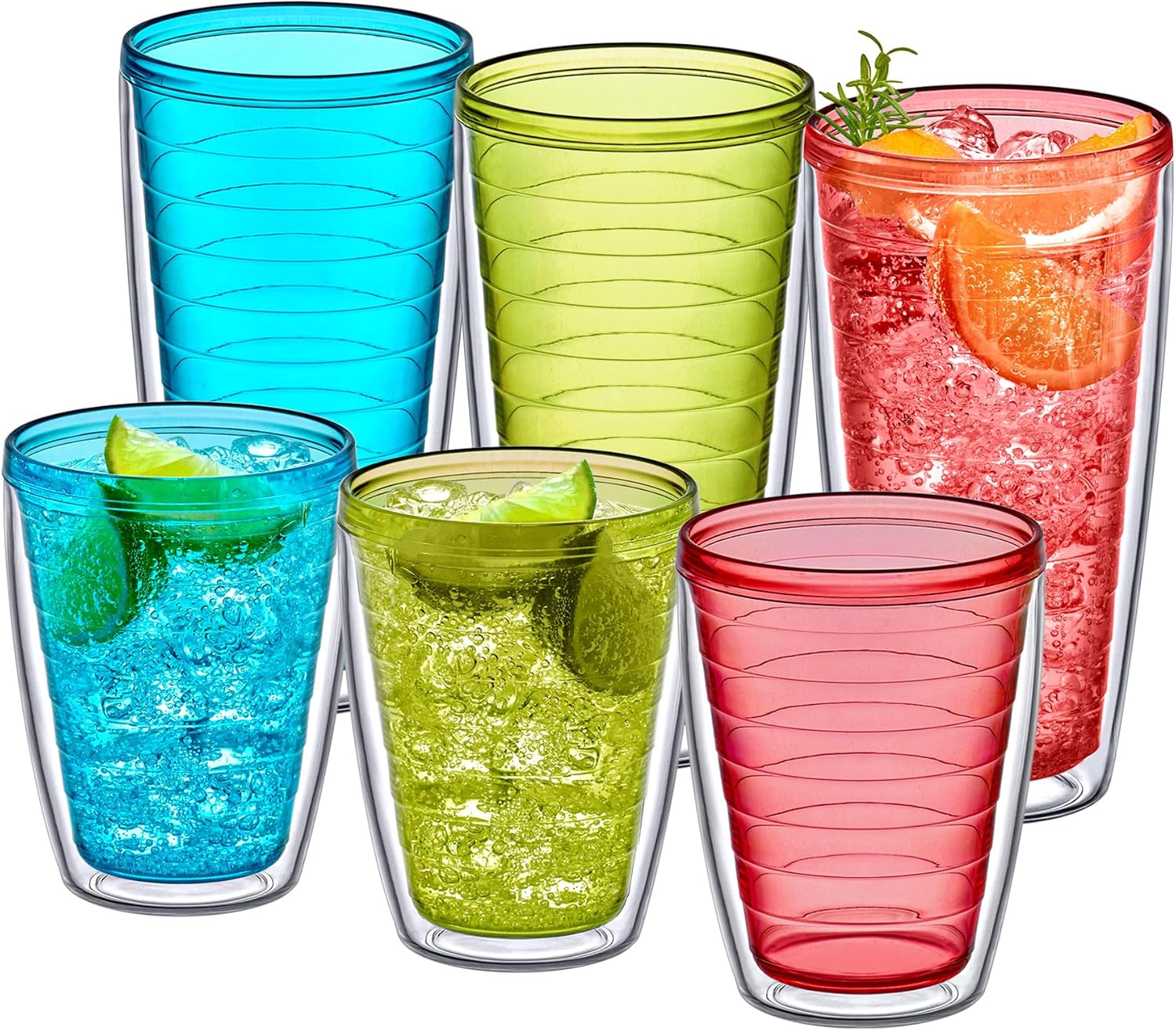 Amazing Abby – Alaska – Vasos de plástico aislados de 16 onzas y 24 onzas (juego de 6), vasos de plástico de doble pared, vasos de plástico