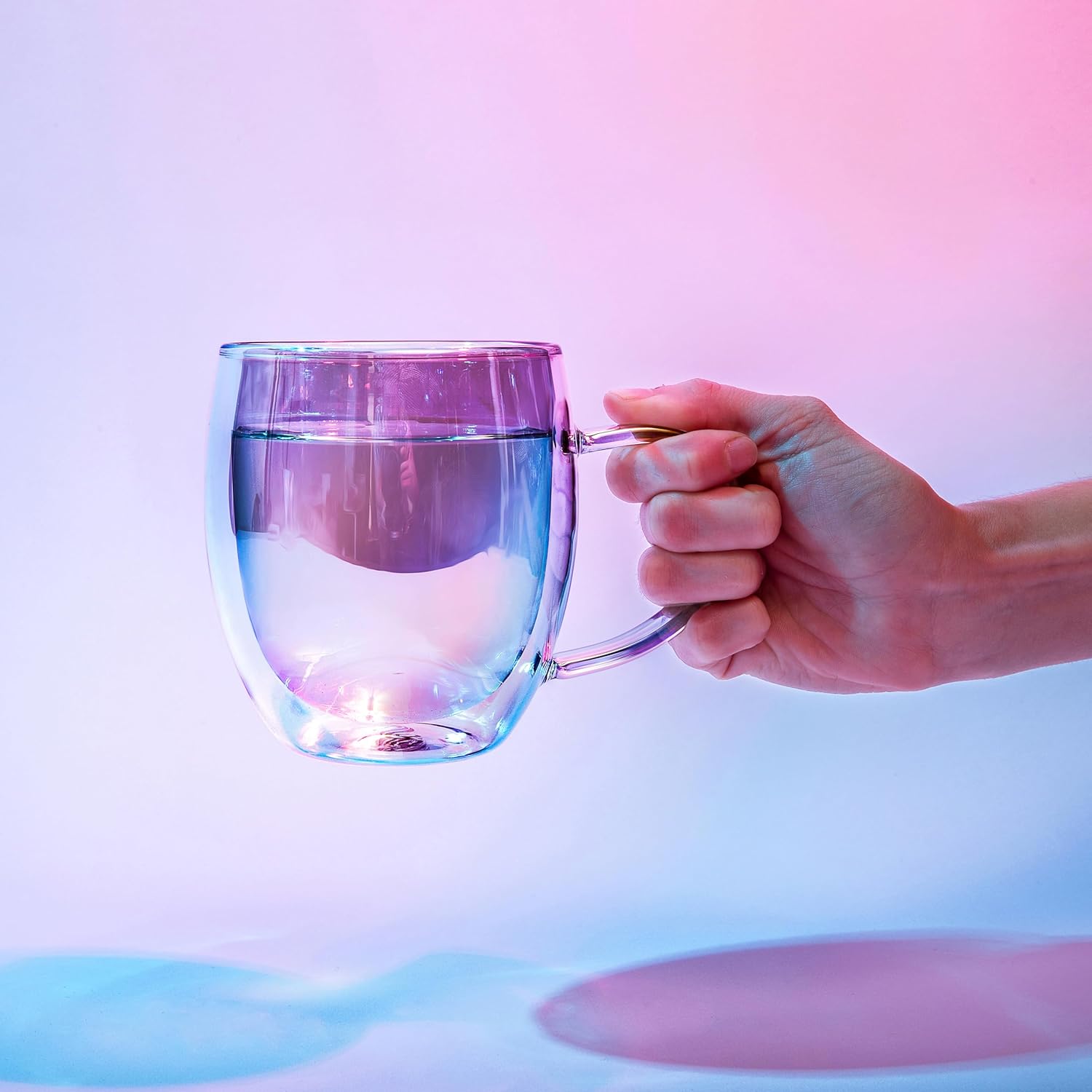 Dragon Glassware Tazas de café de vidrio, tazas aisladas de doble pared iridiscentes, mantiene las bebidas calientes o frías durante más tiempo,