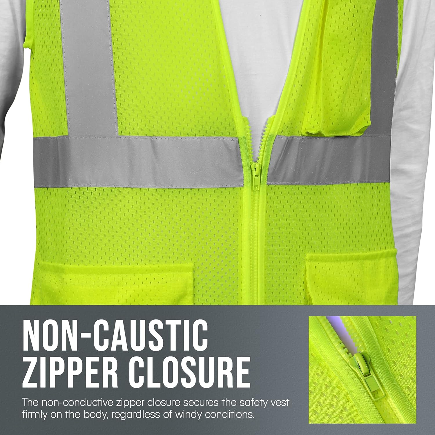 Glow Shield High Visibility Class 3 ANSI Safety Vest with Sleeves, Wide Reflective Stripes & Zipper Closure, S to 4XL