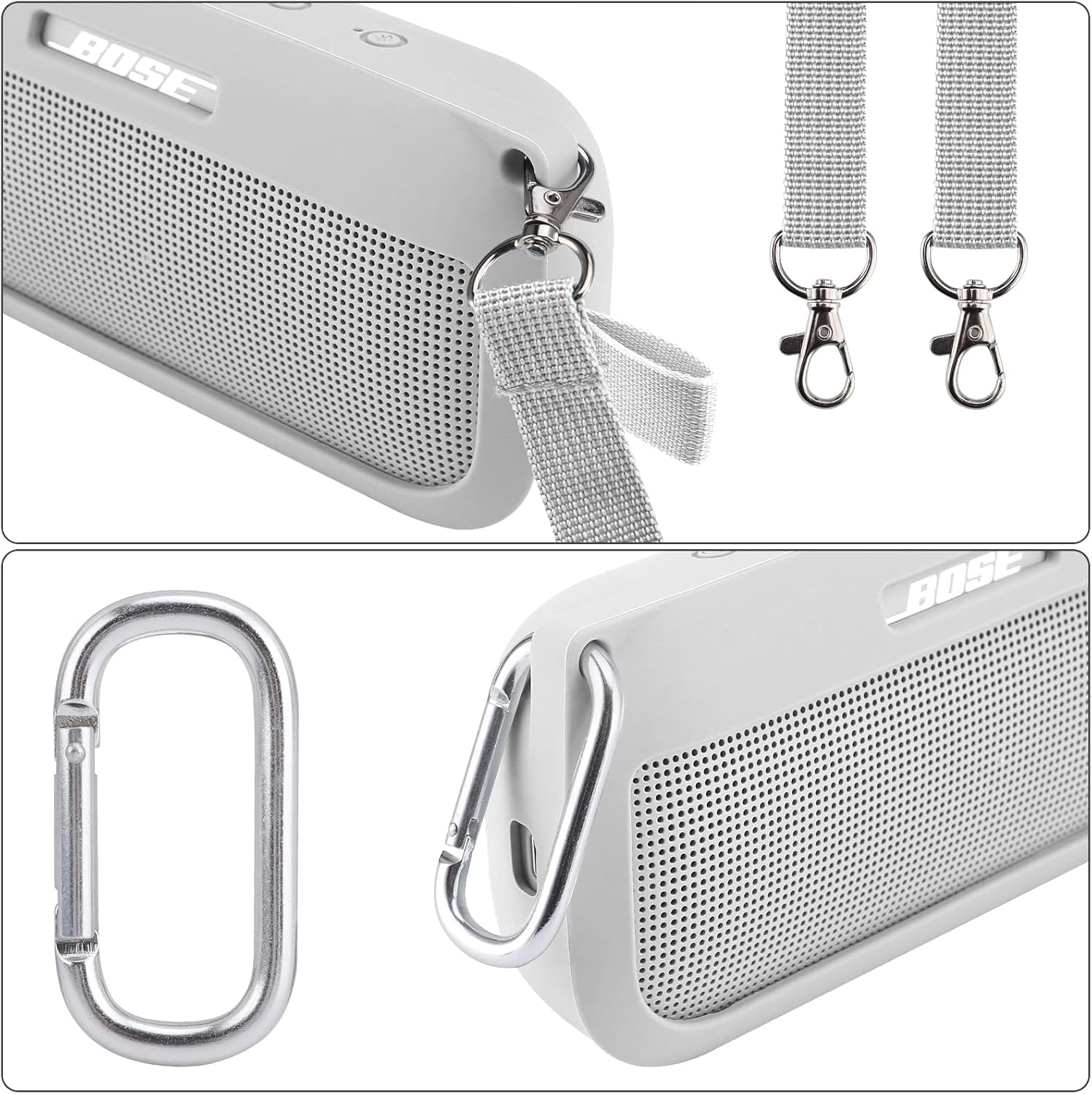 co2CREA Funda de silicona suave de repuesto para altavoz portátil Bose SoundLink Flex Bluetooth (funda de silicona, funda de humo blanco)