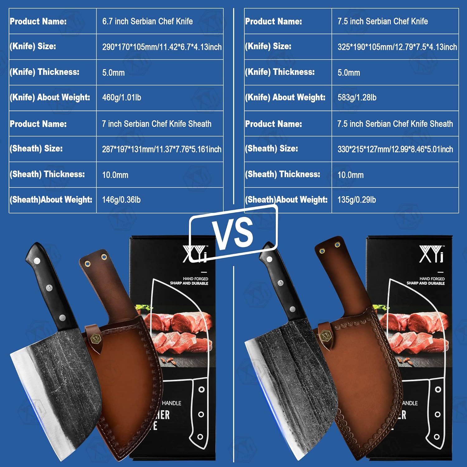 XYJ Cuchillo de cocina multiusos de acero inoxidable, cuchillos profesionales de carnicero con funda de cuchillo de transporte, bueno para cortar