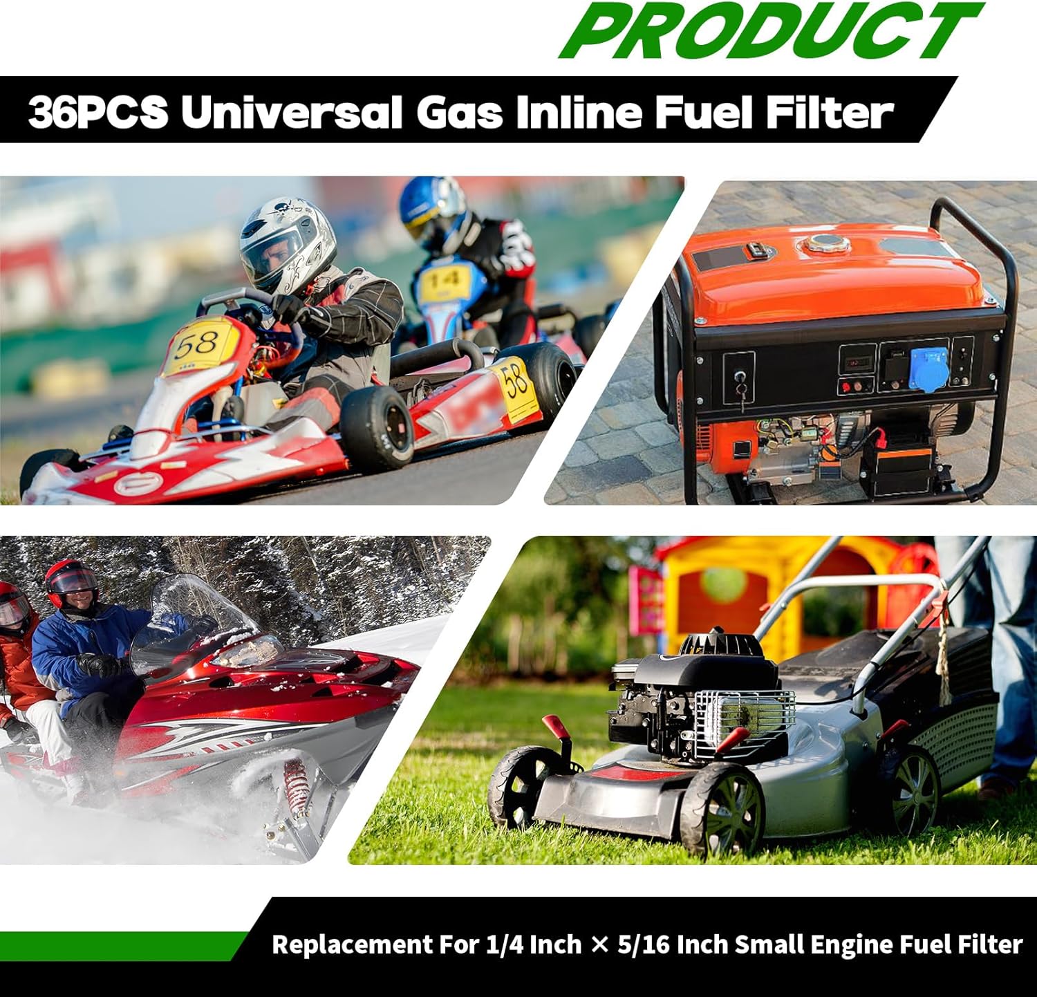 36 filtros universales de combustible en línea de gas de repuesto para motores pequeños de 14 pulgadas x 516 pulgadas, filtro de combustible