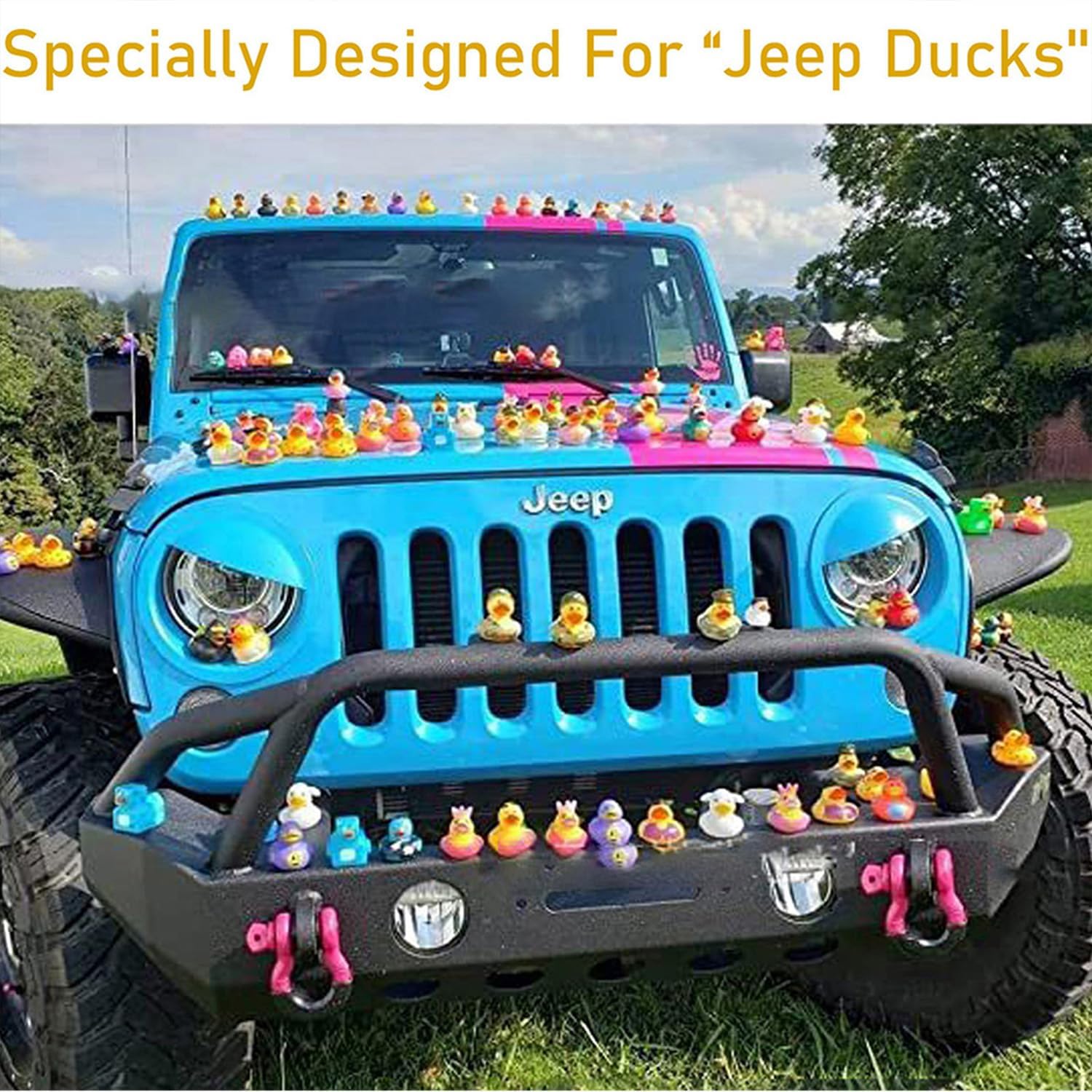 40 tapones de pato, soporte de pato de goma, soporte de pato de montaje fijo para patos, soporte para pato para Jeep Dash y pantalla fija, negro,