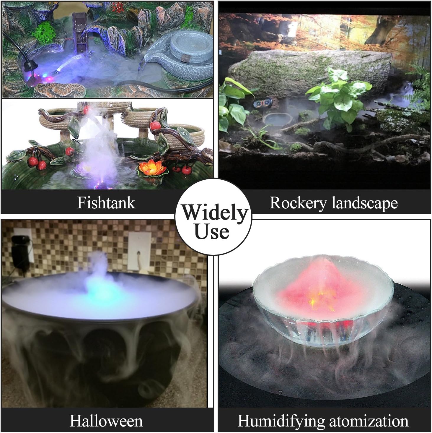 AGPtEK máquina de neblina para estanque de fuente de agua, atomizadora de niebla, humidificadora con 12cambios de color de luz LED para oficina,